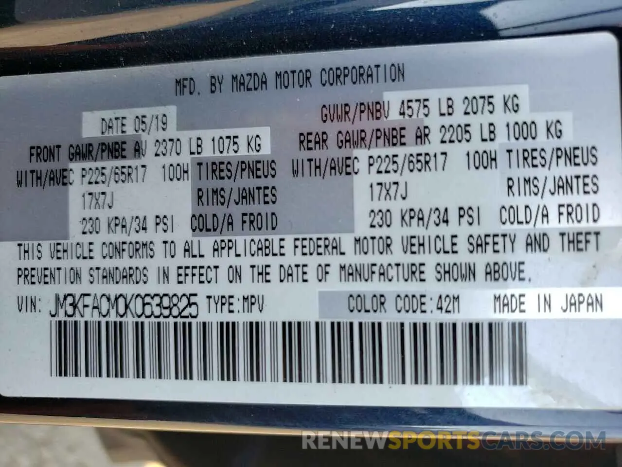 13 Фотография поврежденного автомобиля JM3KFACM0K0639825 MAZDA CX-5 2019