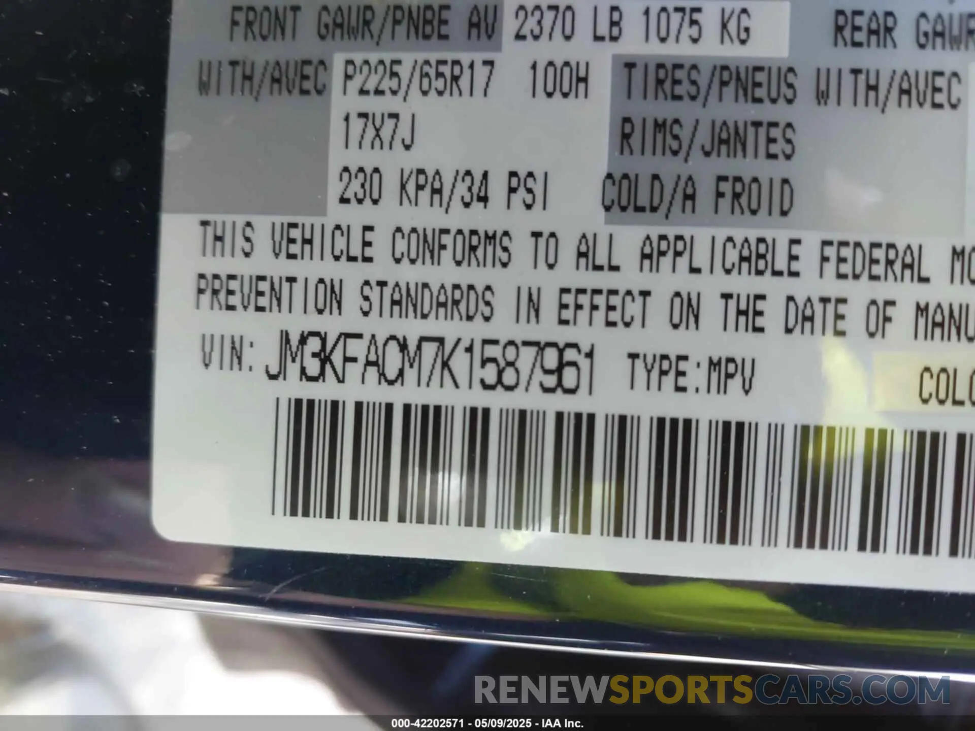 9 Photograph of a damaged car JM3KFACM7K1587961 MAZDA CX-5 2019
