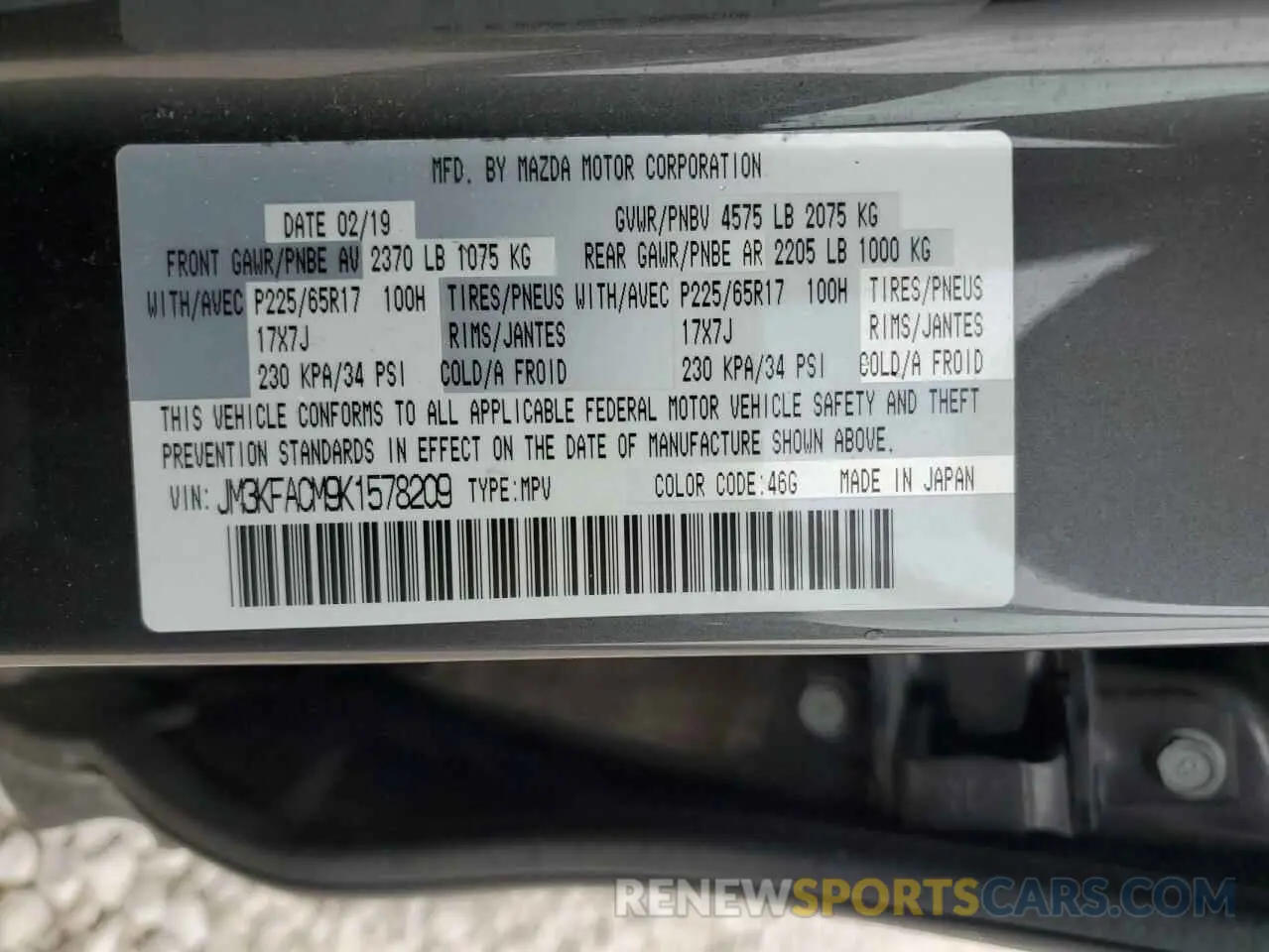 13 Photograph of a damaged car JM3KFACM9K1578209 MAZDA CX-5 2019