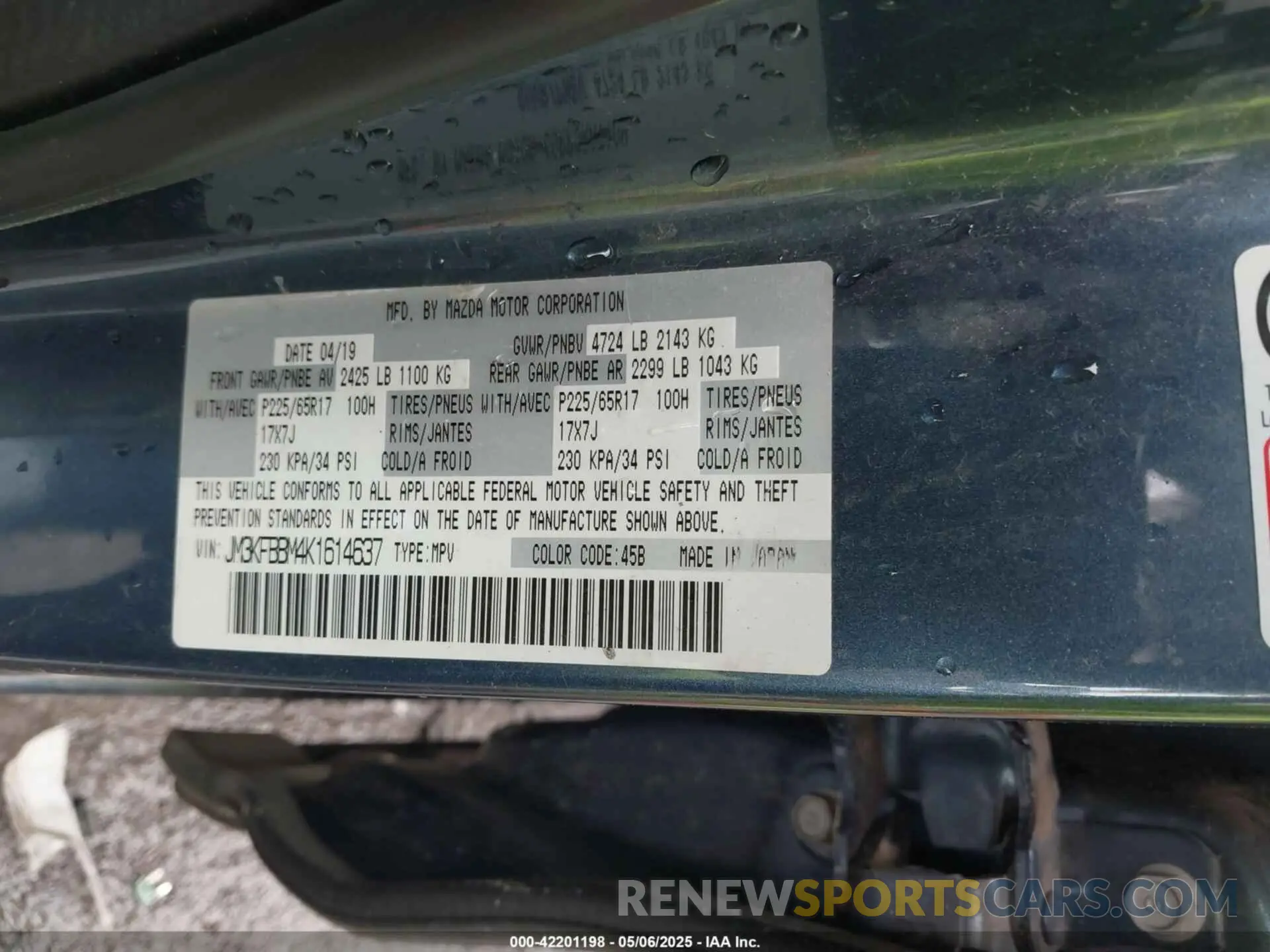 9 Photograph of a damaged car JM3KFBBM4K1614637 MAZDA CX-5 2019