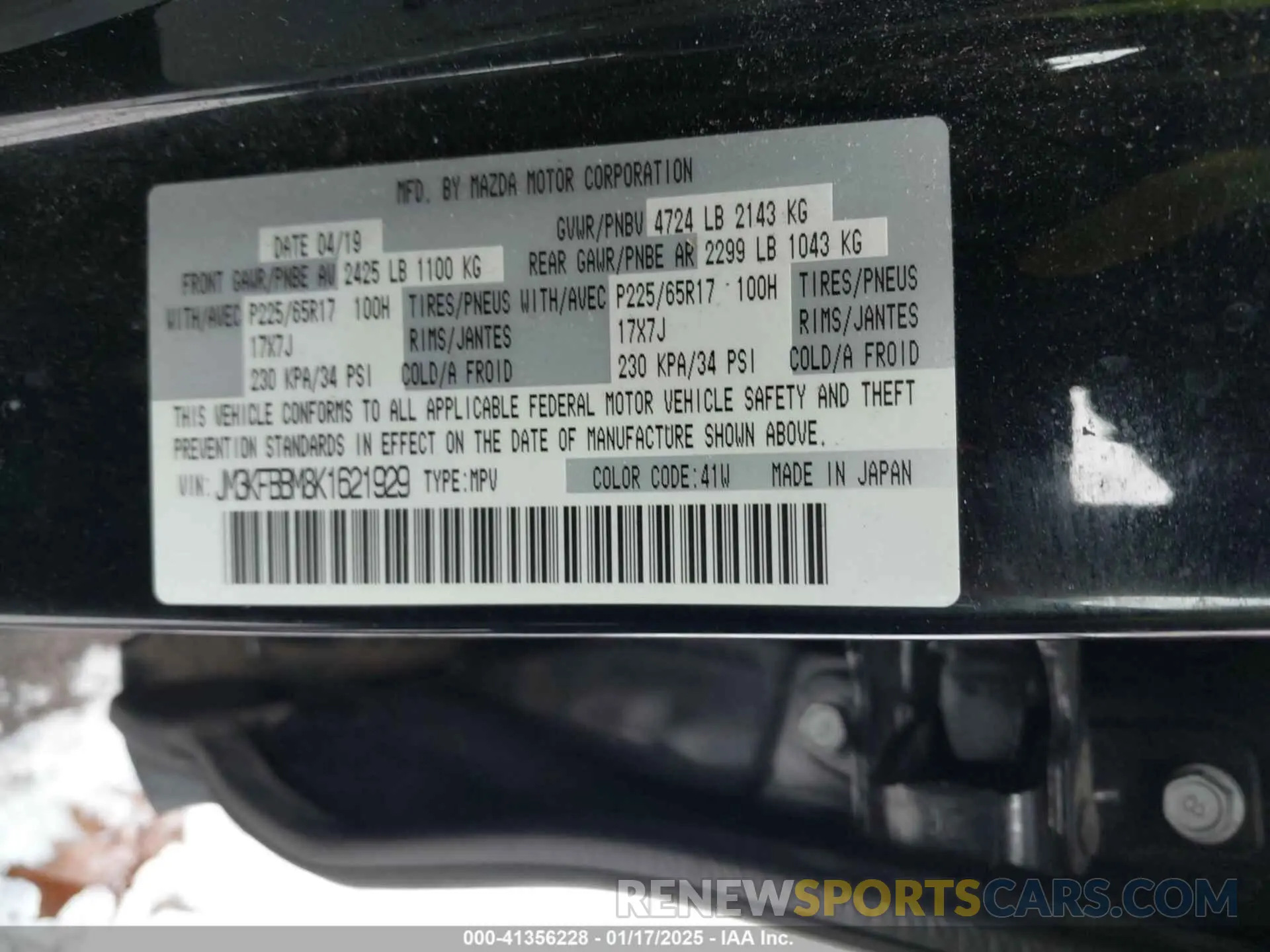 9 Фотография поврежденного автомобиля JM3KFBBM8K1621929 MAZDA CX-5 2019
