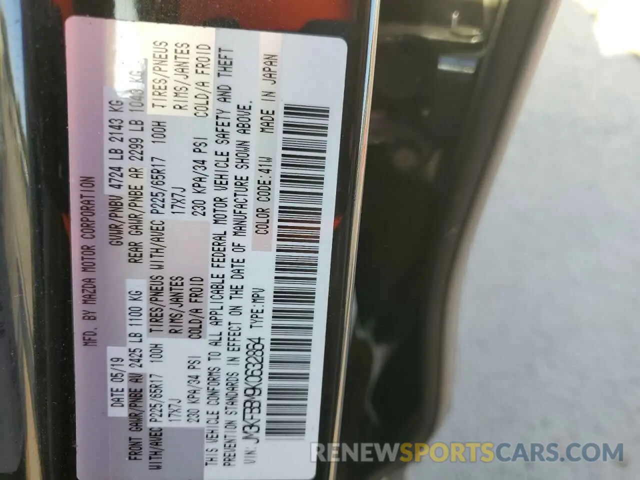 15 Photograph of a damaged car JM3KFBBM9K0632864 MAZDA CX-5 2019