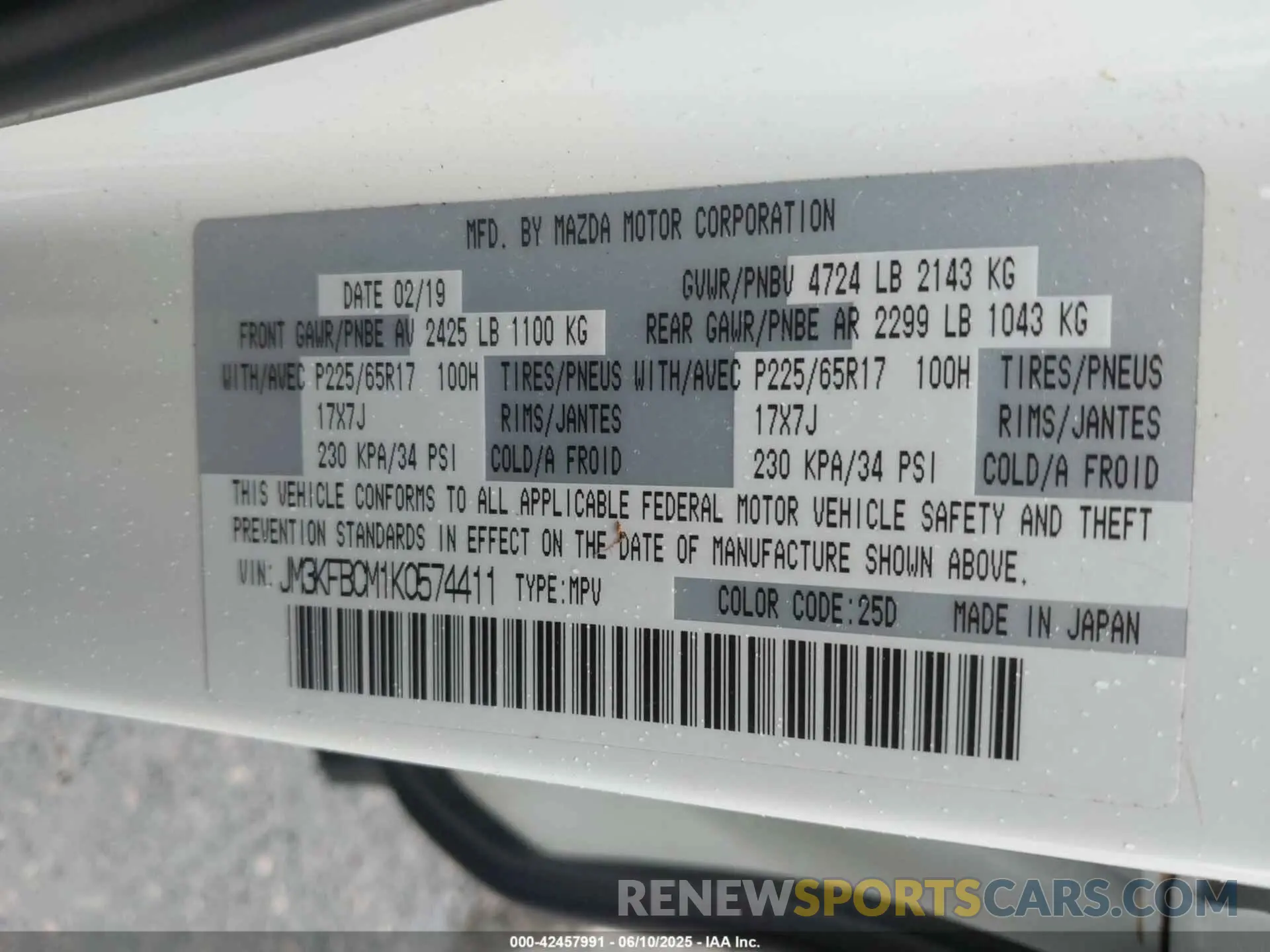 9 Фотография поврежденного автомобиля JM3KFBCM1K0574411 MAZDA CX-5 2019