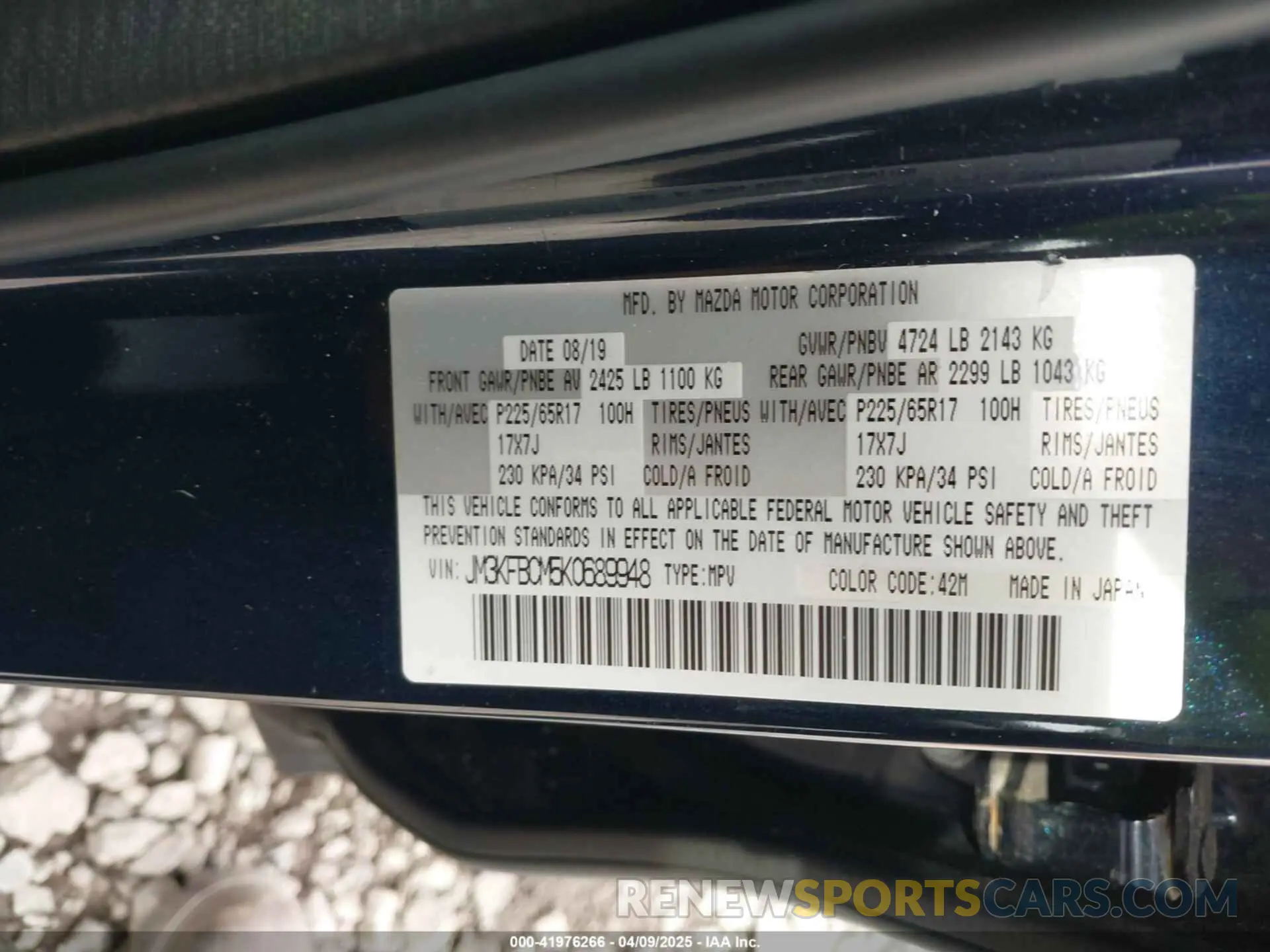 9 Фотография поврежденного автомобиля JM3KFBCM5K0689948 MAZDA CX-5 2019