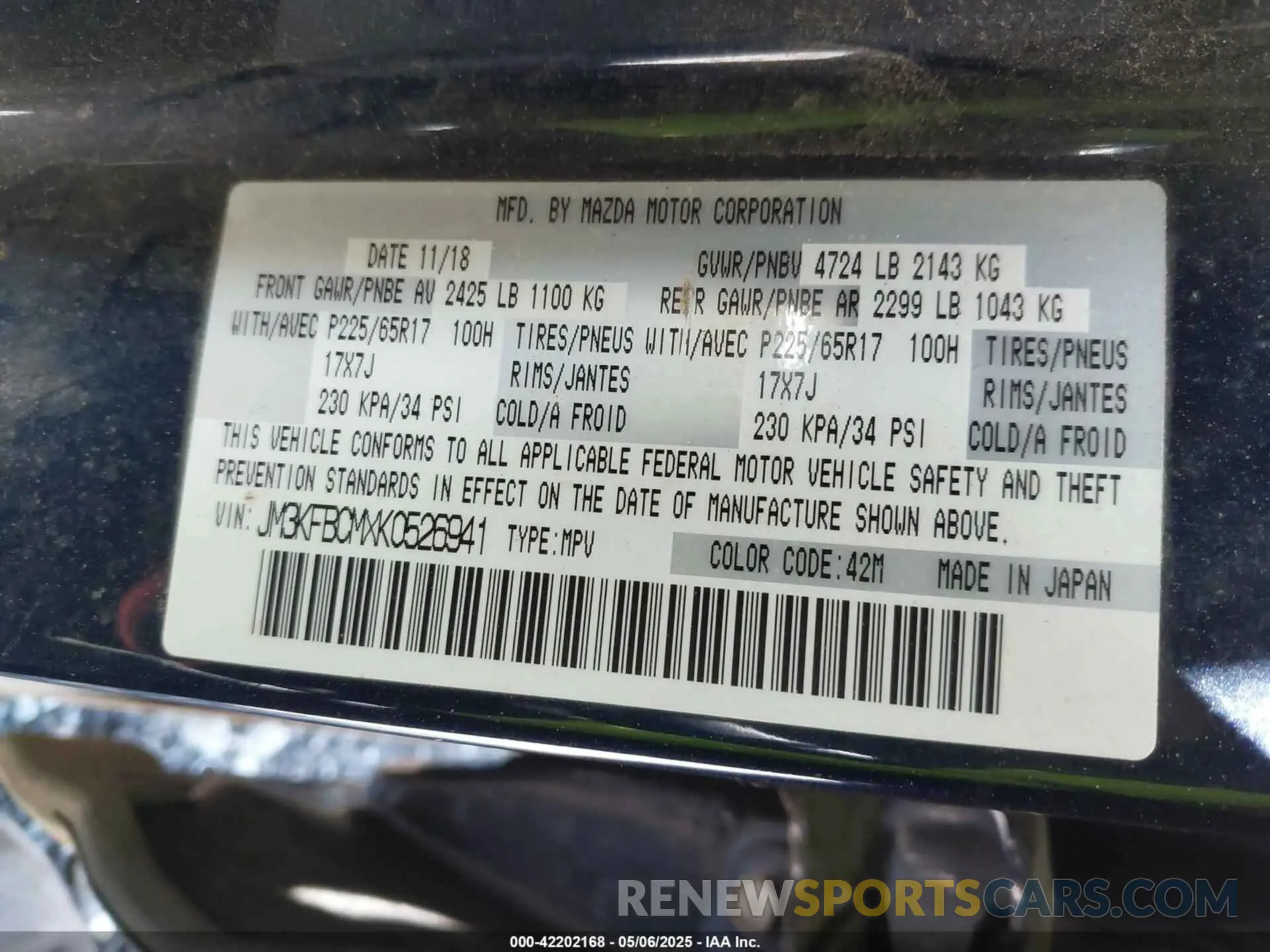 9 Photograph of a damaged car JM3KFBCMXK0526941 MAZDA CX-5 2019
