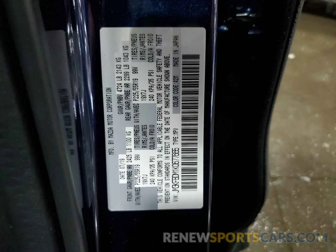 13 Photograph of a damaged car JM3KFBDM1K0677665 MAZDA CX-5 2019