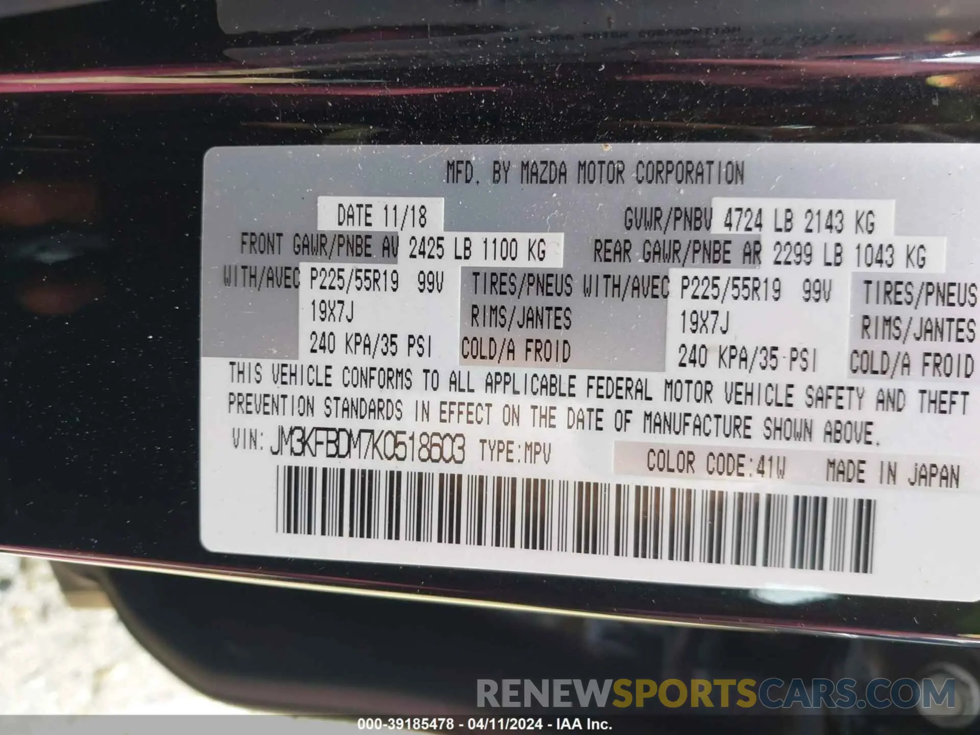 9 Photograph of a damaged car JM3KFBDM7K0518603 MAZDA CX-5 2019