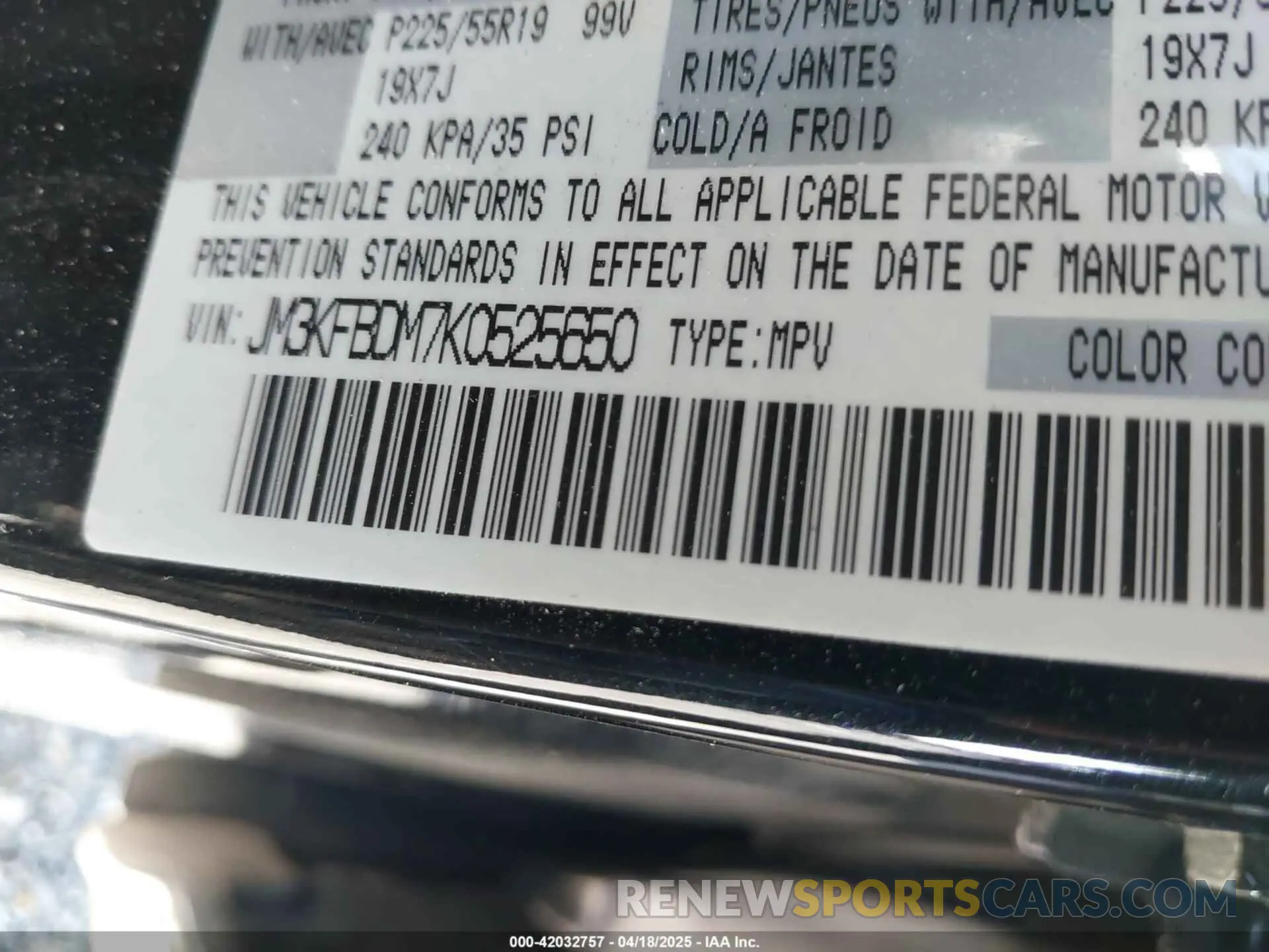9 Photograph of a damaged car JM3KFBDM7K0525650 MAZDA CX-5 2019