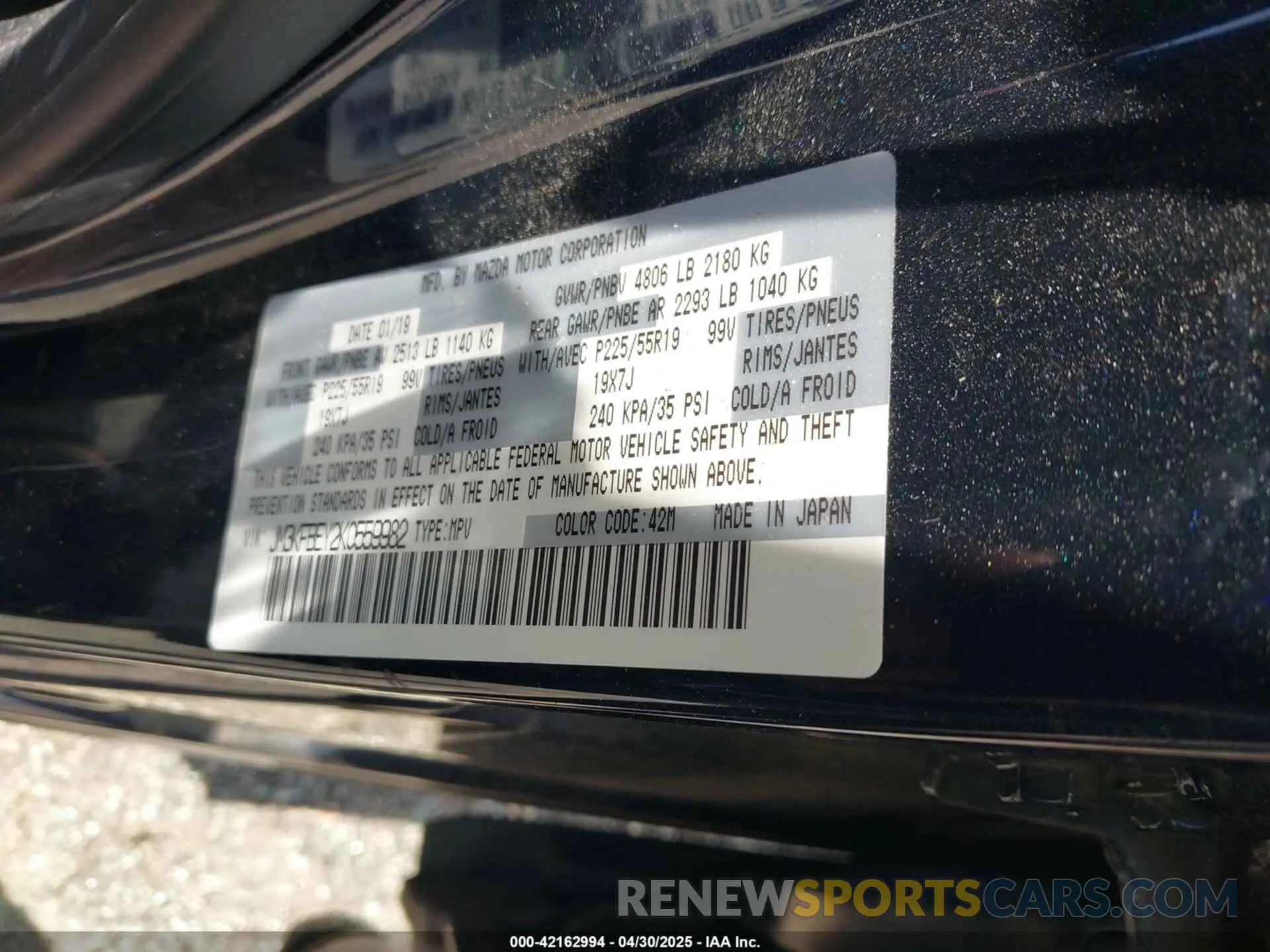 9 Photograph of a damaged car JM3KFBEY2K0559982 MAZDA CX-5 2019