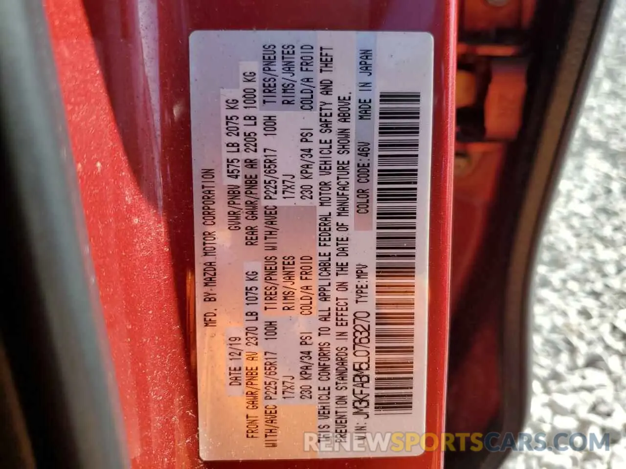 13 Фотография поврежденного автомобиля JM3KFABM5L0763270 MAZDA CX-5 2020