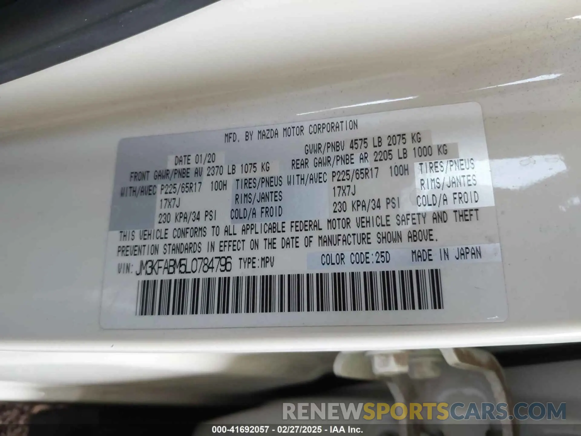9 Фотография поврежденного автомобиля JM3KFABM5L0784796 MAZDA CX-5 2020