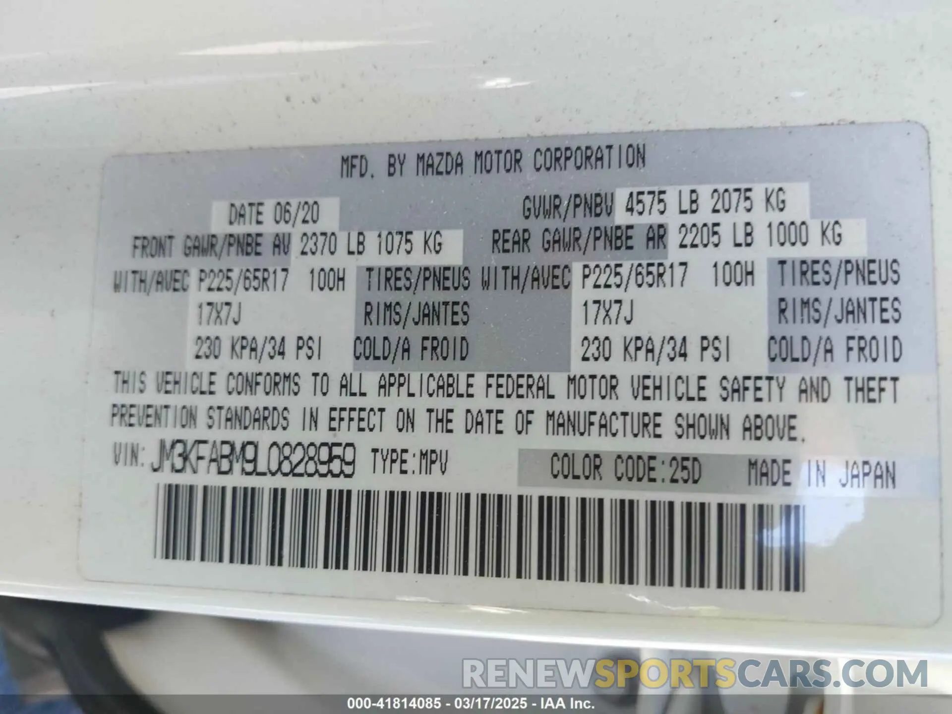 9 Фотография поврежденного автомобиля JM3KFABM9L0828959 MAZDA CX-5 2020