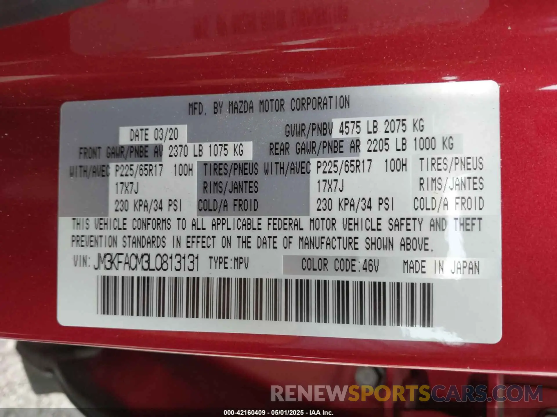 9 Фотография поврежденного автомобиля JM3KFACM3L0813131 MAZDA CX-5 2020