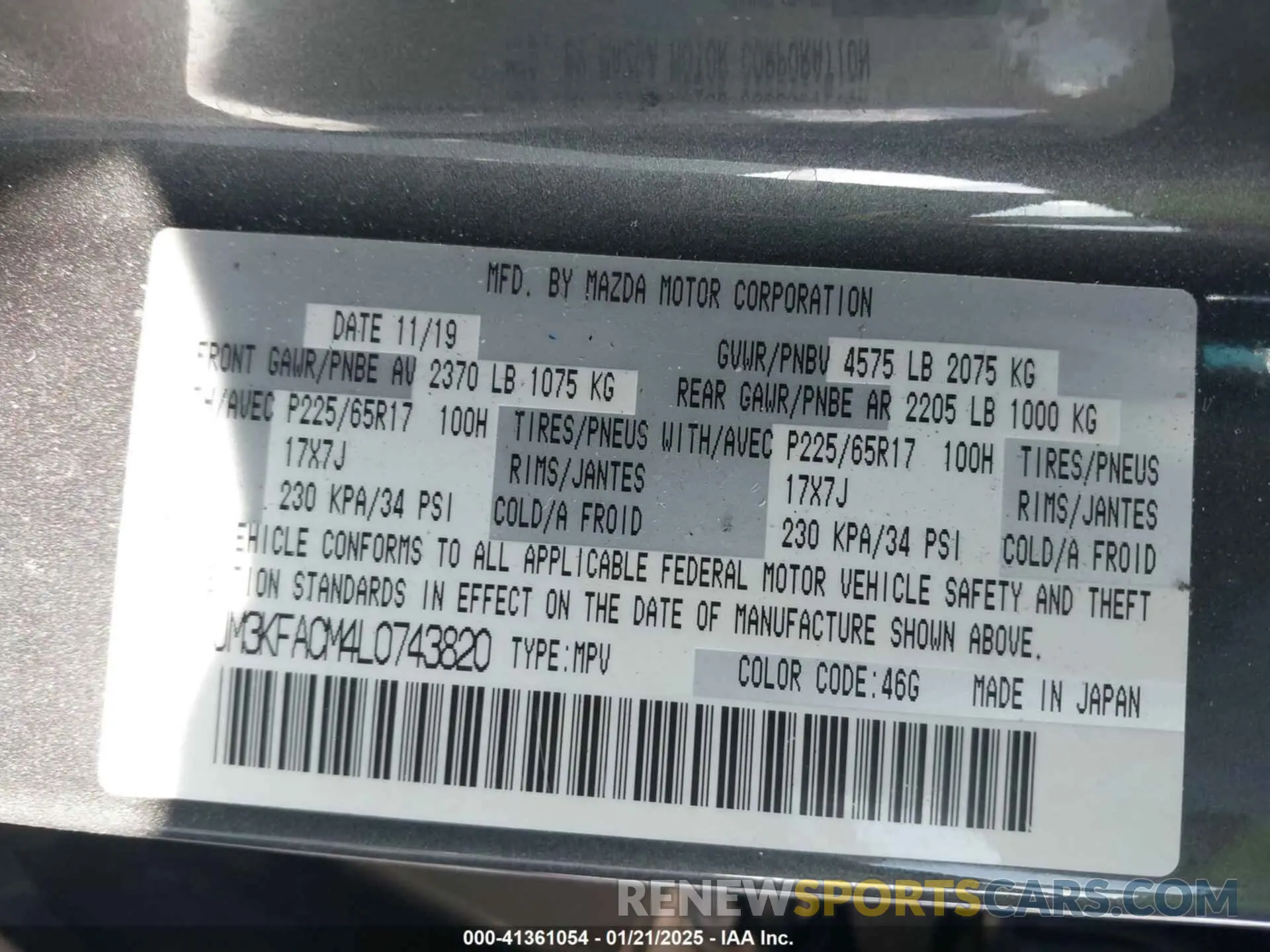 9 Фотография поврежденного автомобиля JM3KFACM4L0743820 MAZDA CX-5 2020