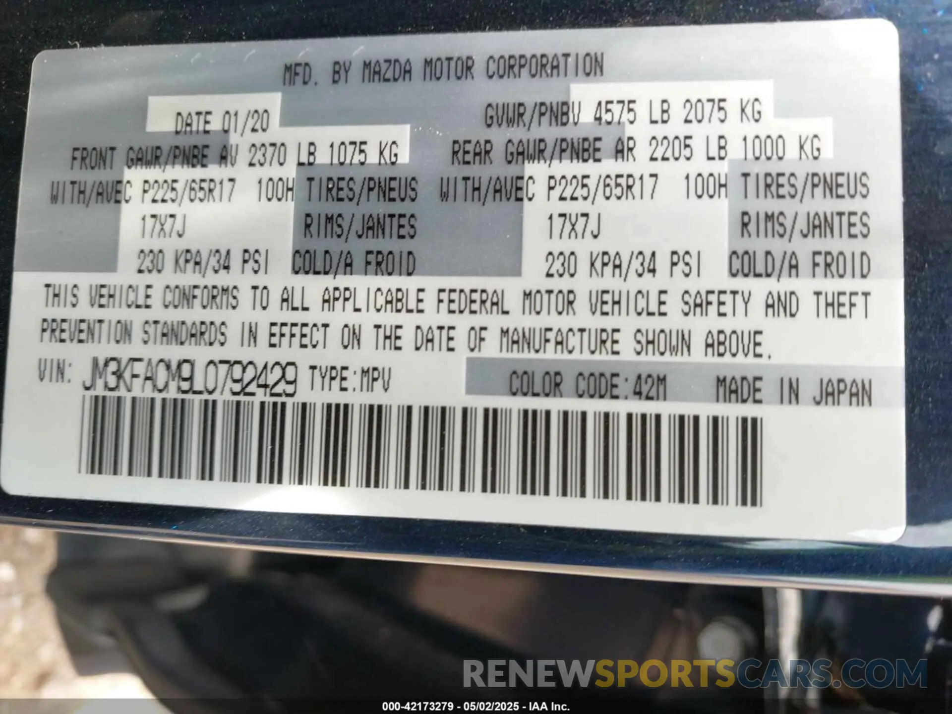 9 Фотография поврежденного автомобиля JM3KFACM9L0792429 MAZDA CX-5 2020
