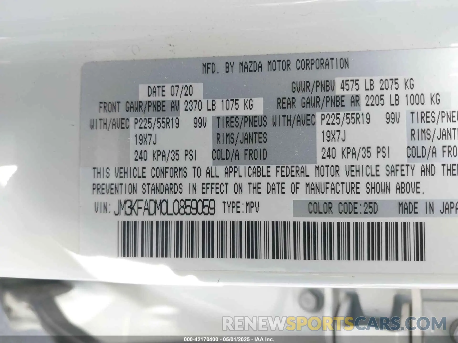 9 Фотография поврежденного автомобиля JM3KFADM0L0859059 MAZDA CX-5 2020