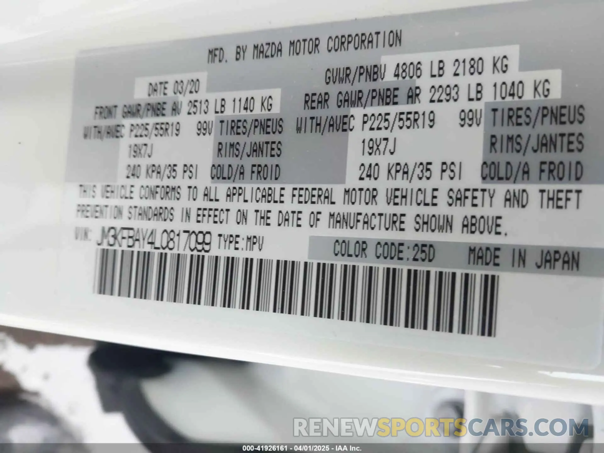 9 Фотография поврежденного автомобиля JM3KFBAY4L0817099 MAZDA CX-5 2020