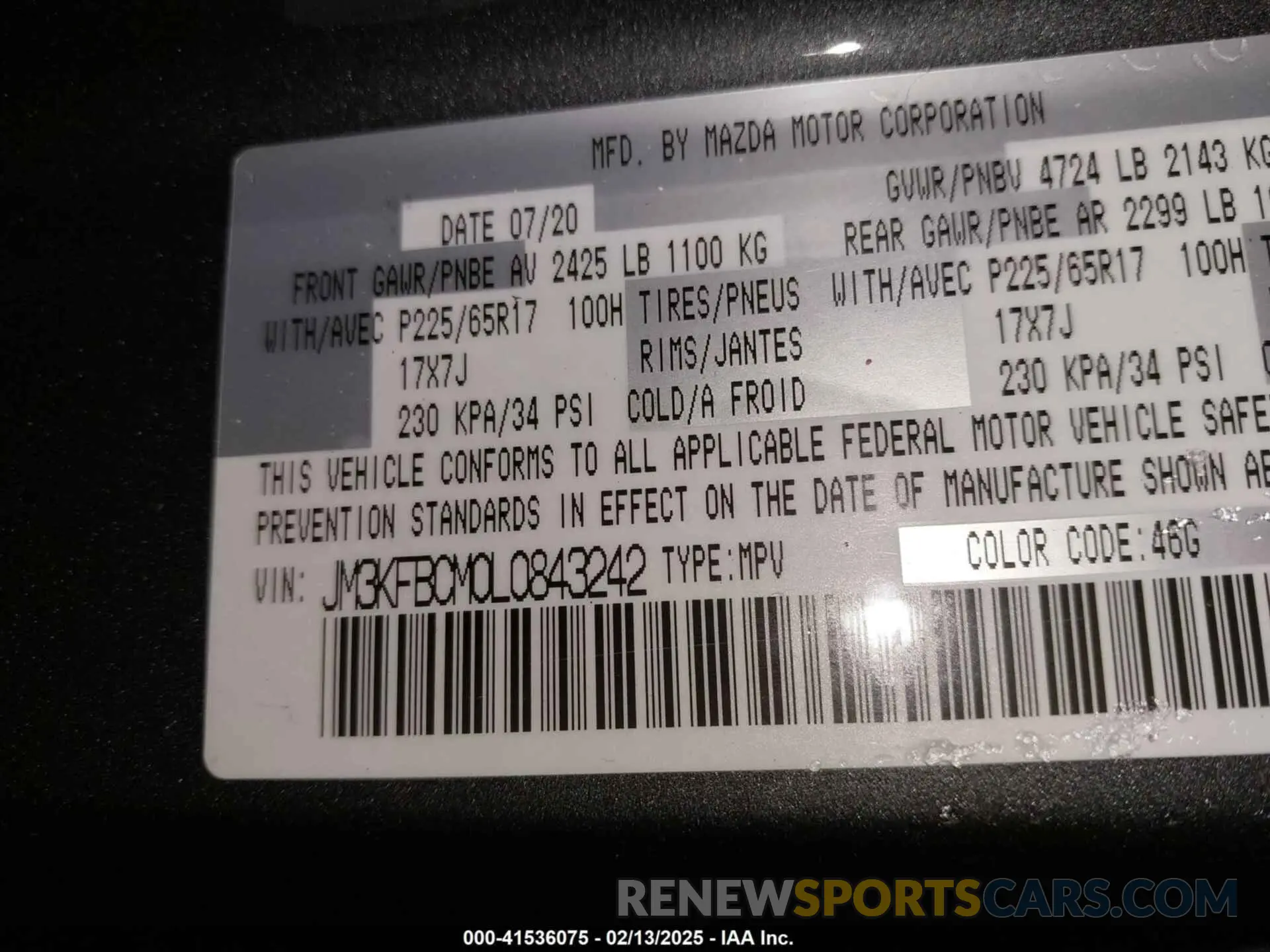 9 Фотография поврежденного автомобиля JM3KFBCM0L0843242 MAZDA CX-5 2020