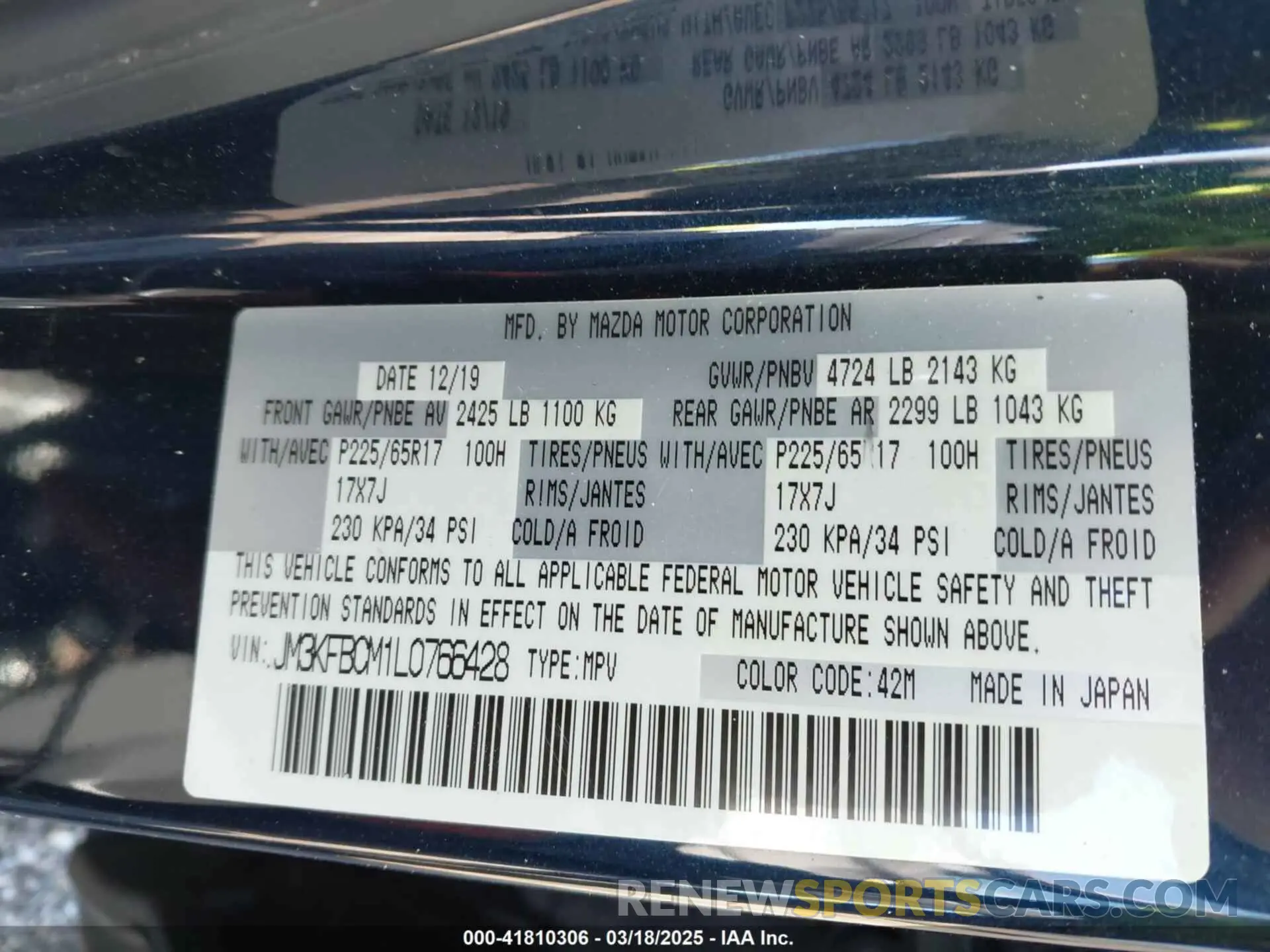 9 Фотография поврежденного автомобиля JM3KFBCM1L0766428 MAZDA CX-5 2020