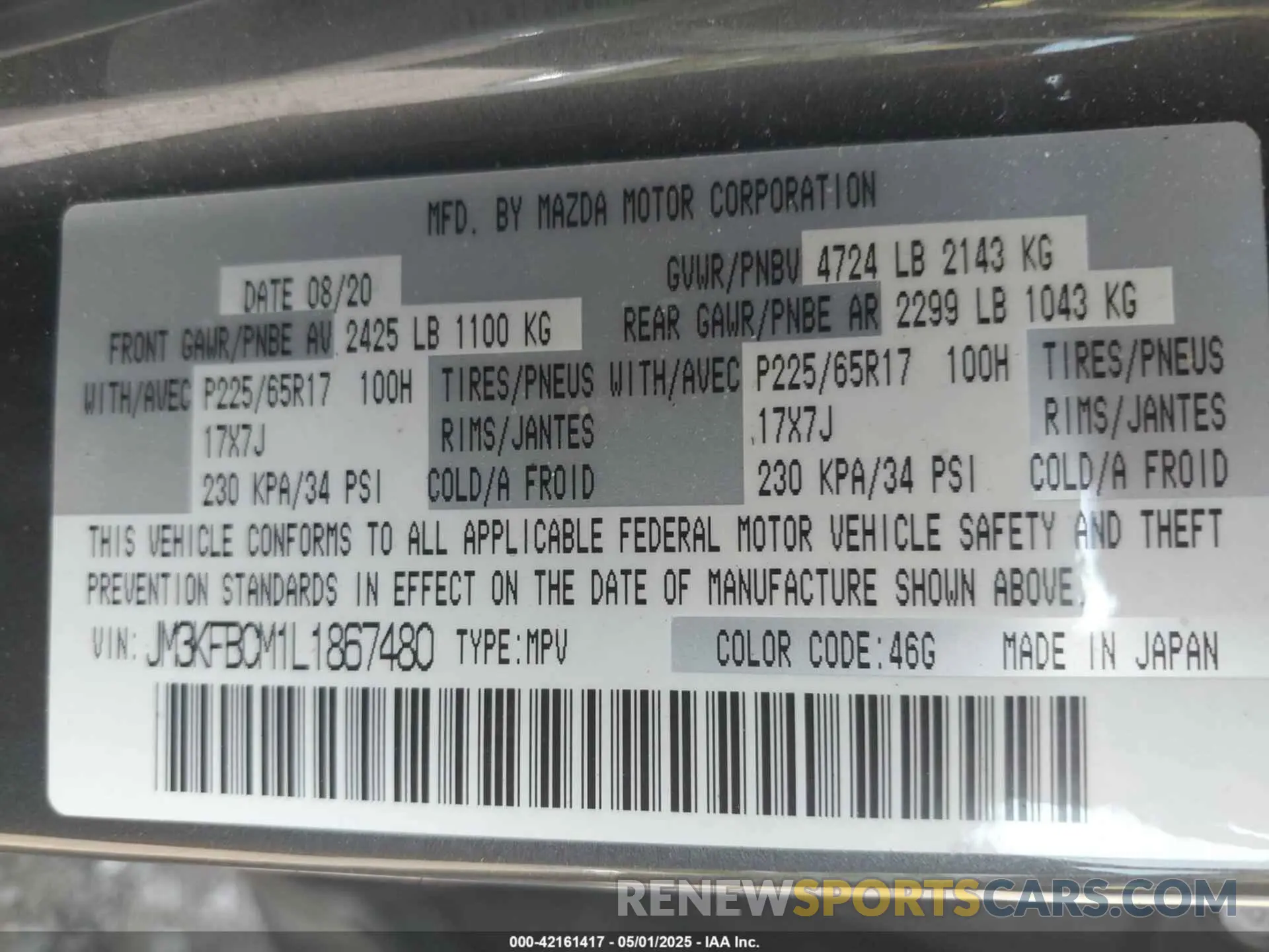 9 Фотография поврежденного автомобиля JM3KFBCM1L1867480 MAZDA CX-5 2020