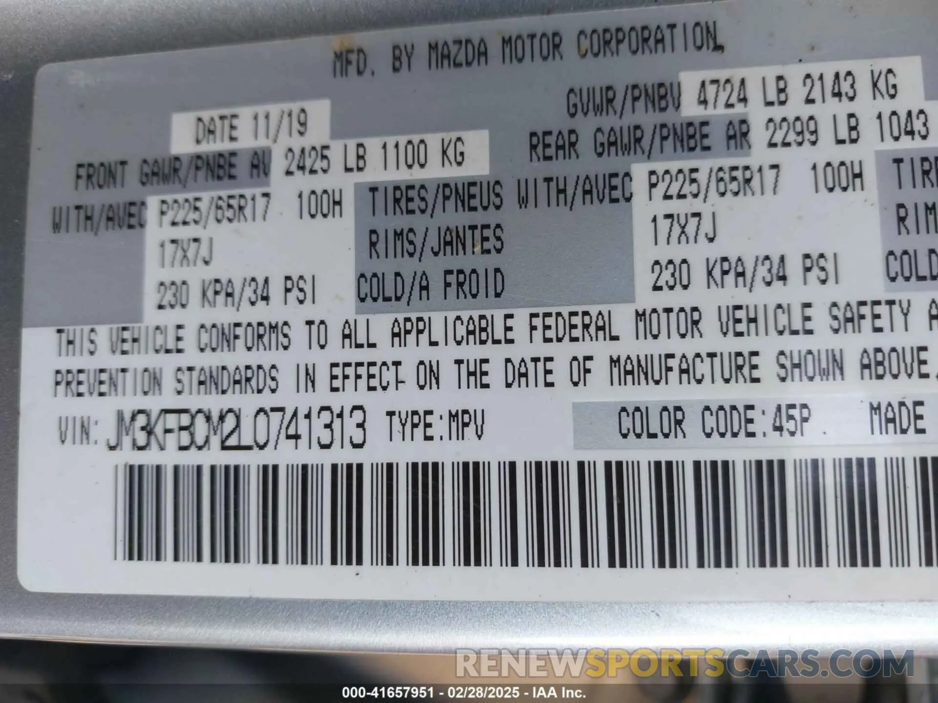 9 Фотография поврежденного автомобиля JM3KFBCM2L0741313 MAZDA CX-5 2020