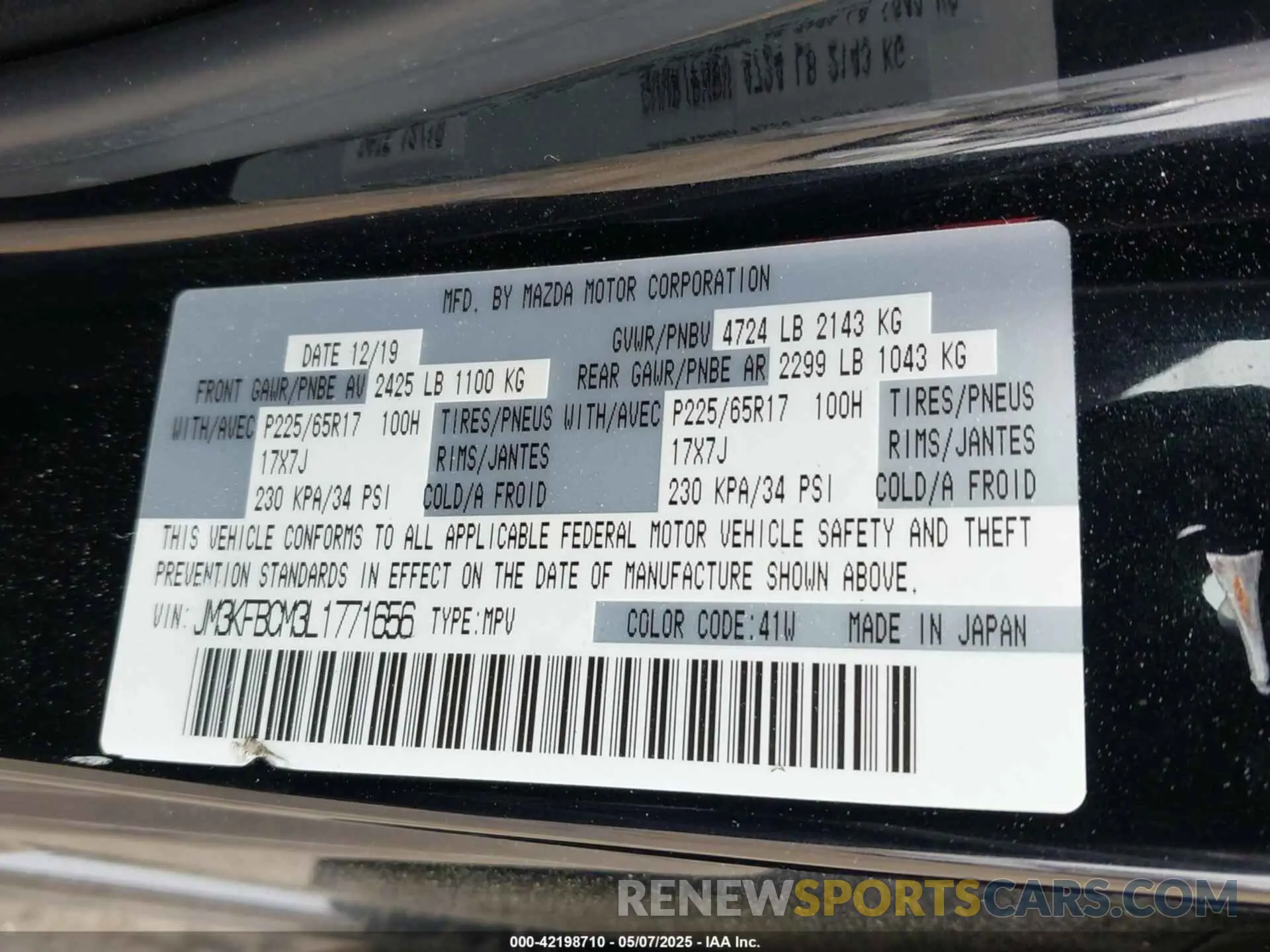 9 Photograph of a damaged car JM3KFBCM3L1771656 MAZDA CX-5 2020