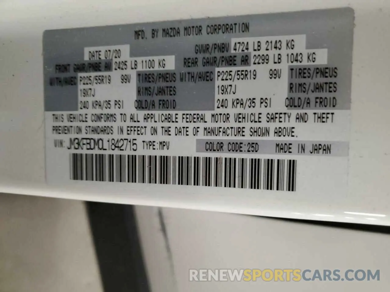 14 Photograph of a damaged car JM3KFBDM0L1842715 MAZDA CX-5 2020