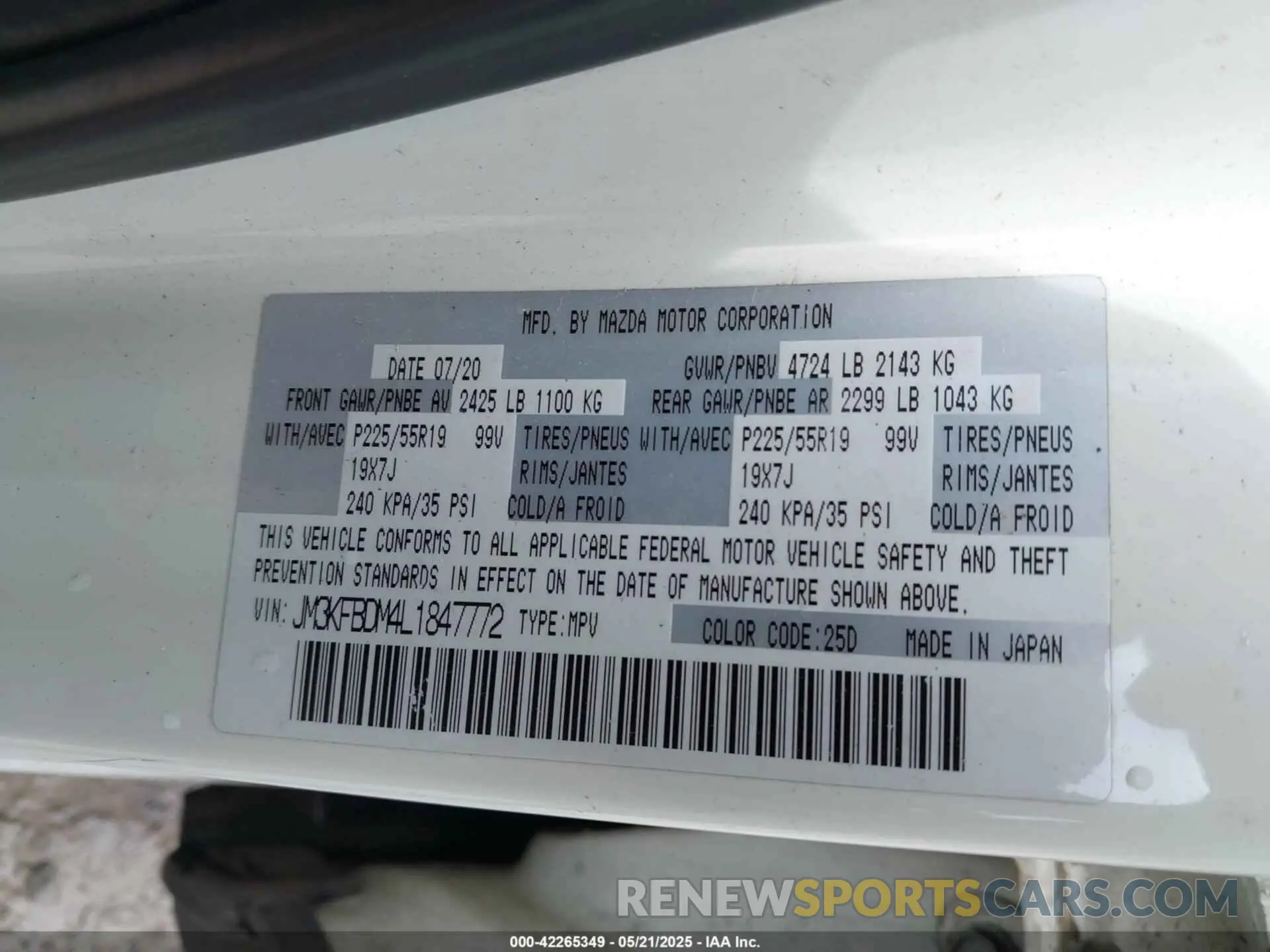9 Photograph of a damaged car JM3KFBDM4L1847772 MAZDA CX-5 2020
