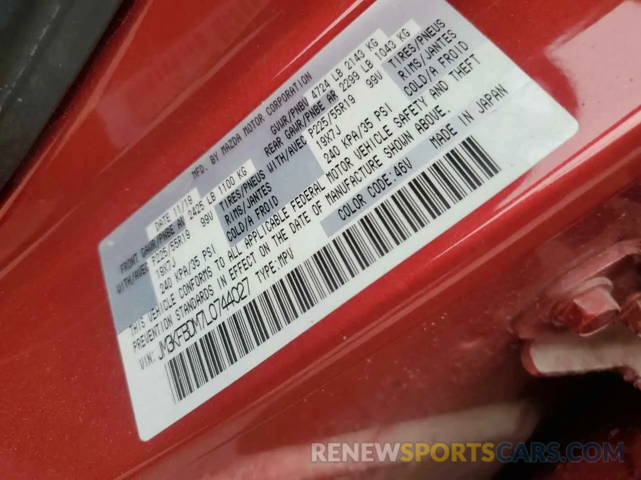 14 Фотография поврежденного автомобиля JM3KFBDM7L0744027 MAZDA CX-5 2020