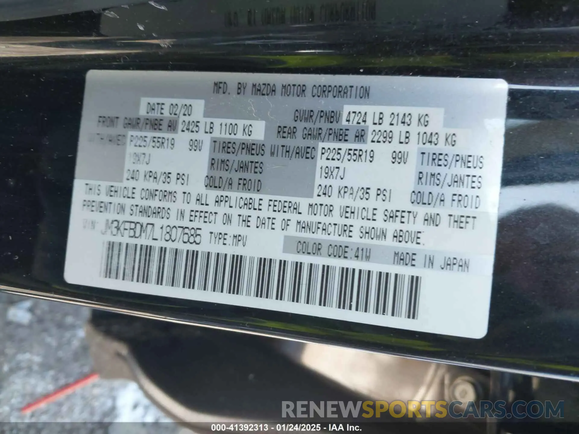 9 Photograph of a damaged car JM3KFBDM7L1807685 MAZDA CX-5 2020