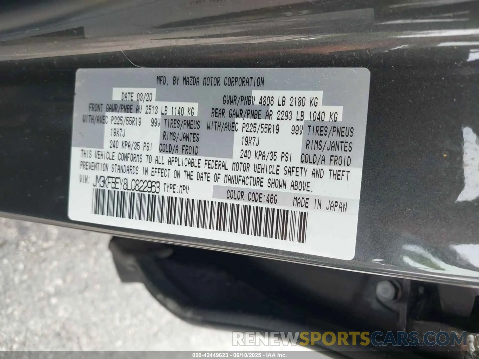 9 Photograph of a damaged car JM3KFBEY8L0822963 MAZDA CX-5 2020