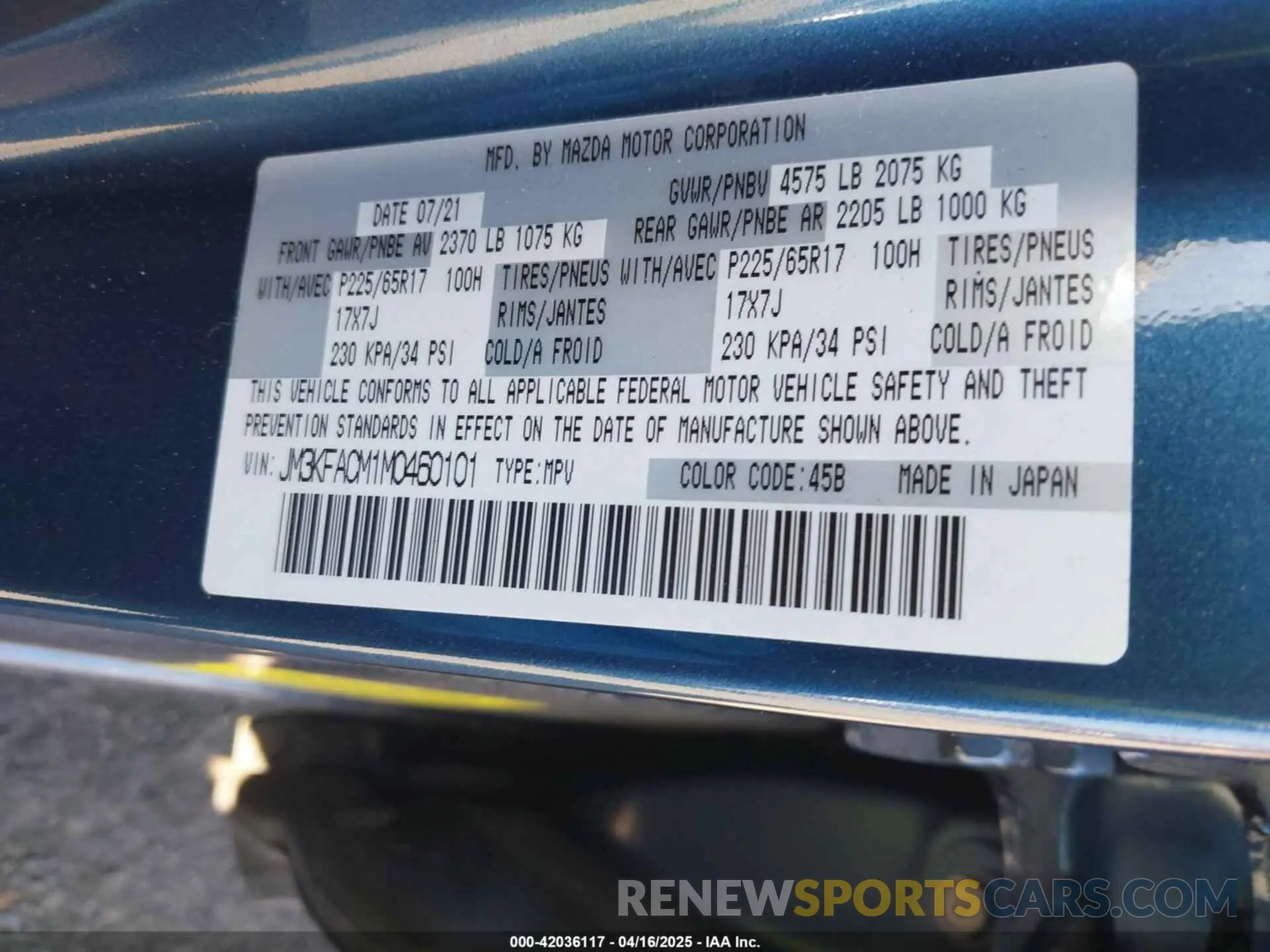 9 Фотография поврежденного автомобиля JM3KFACM1M0460101 MAZDA CX-5 2021