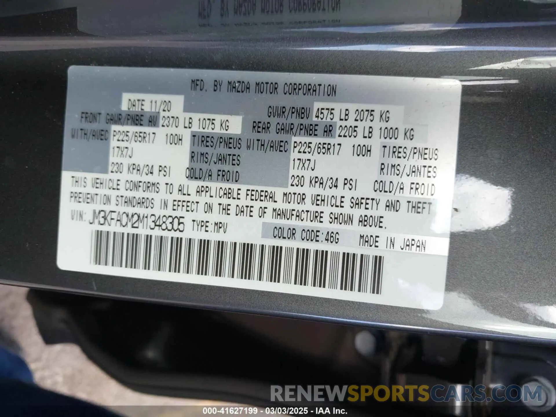 9 Фотография поврежденного автомобиля JM3KFACM2M1348305 MAZDA CX-5 2021