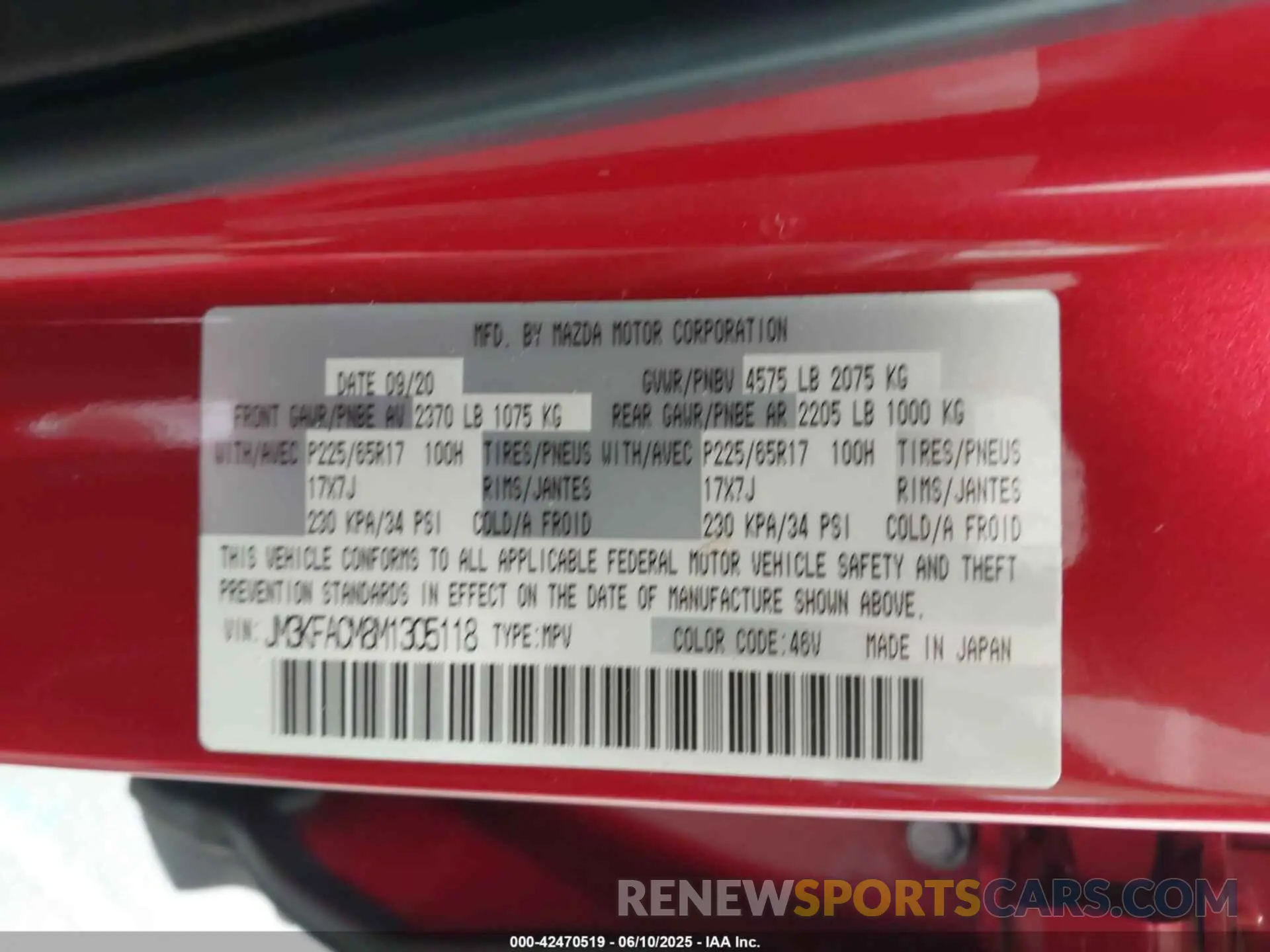 9 Фотография поврежденного автомобиля JM3KFACM8M1305118 MAZDA CX-5 2021