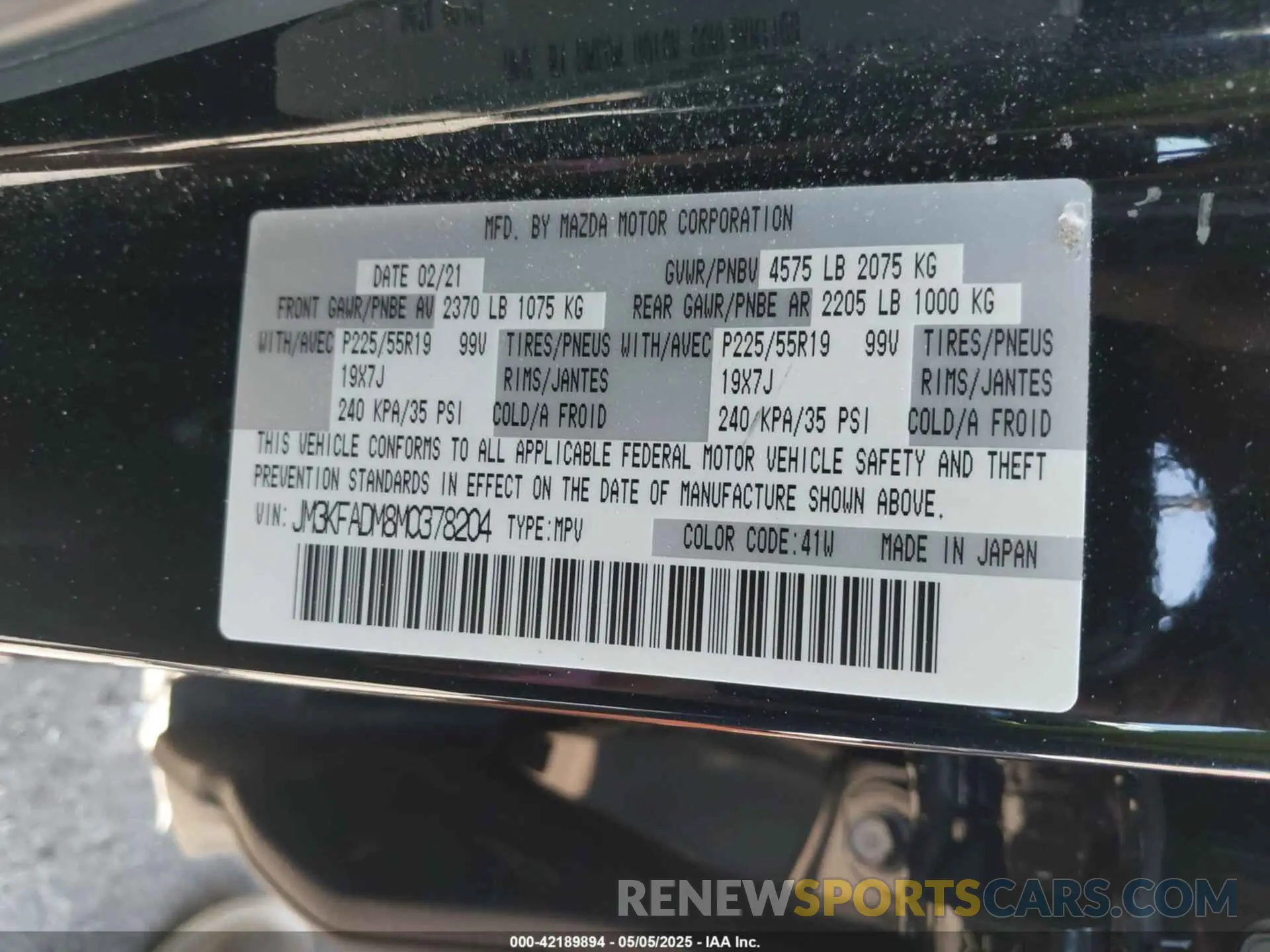 9 Фотография поврежденного автомобиля JM3KFADM8M0378204 MAZDA CX-5 2021