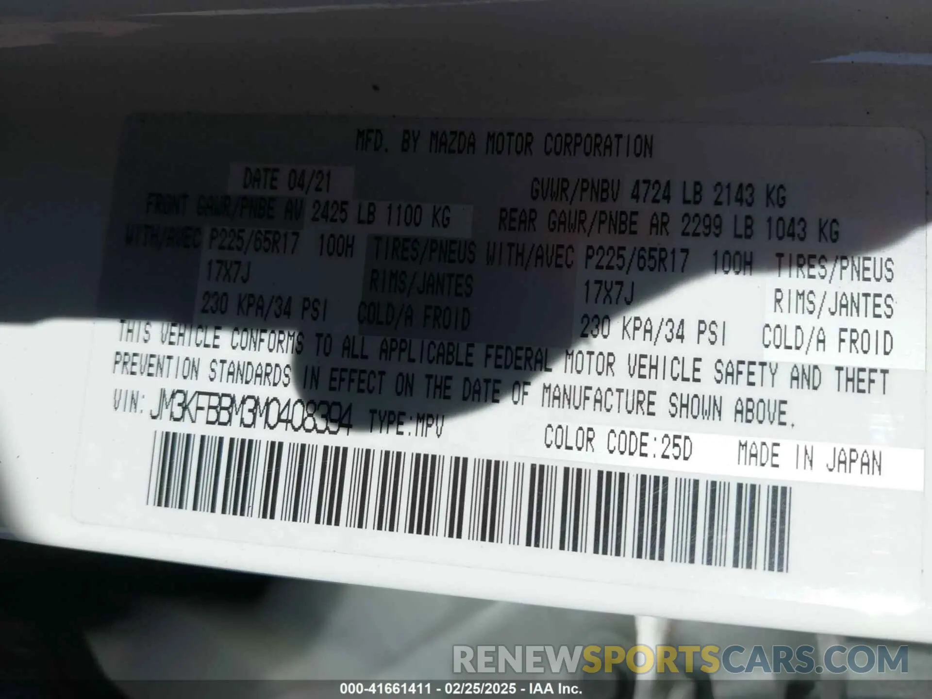 9 Фотография поврежденного автомобиля JM3KFBBM3M0408394 MAZDA CX-5 2021