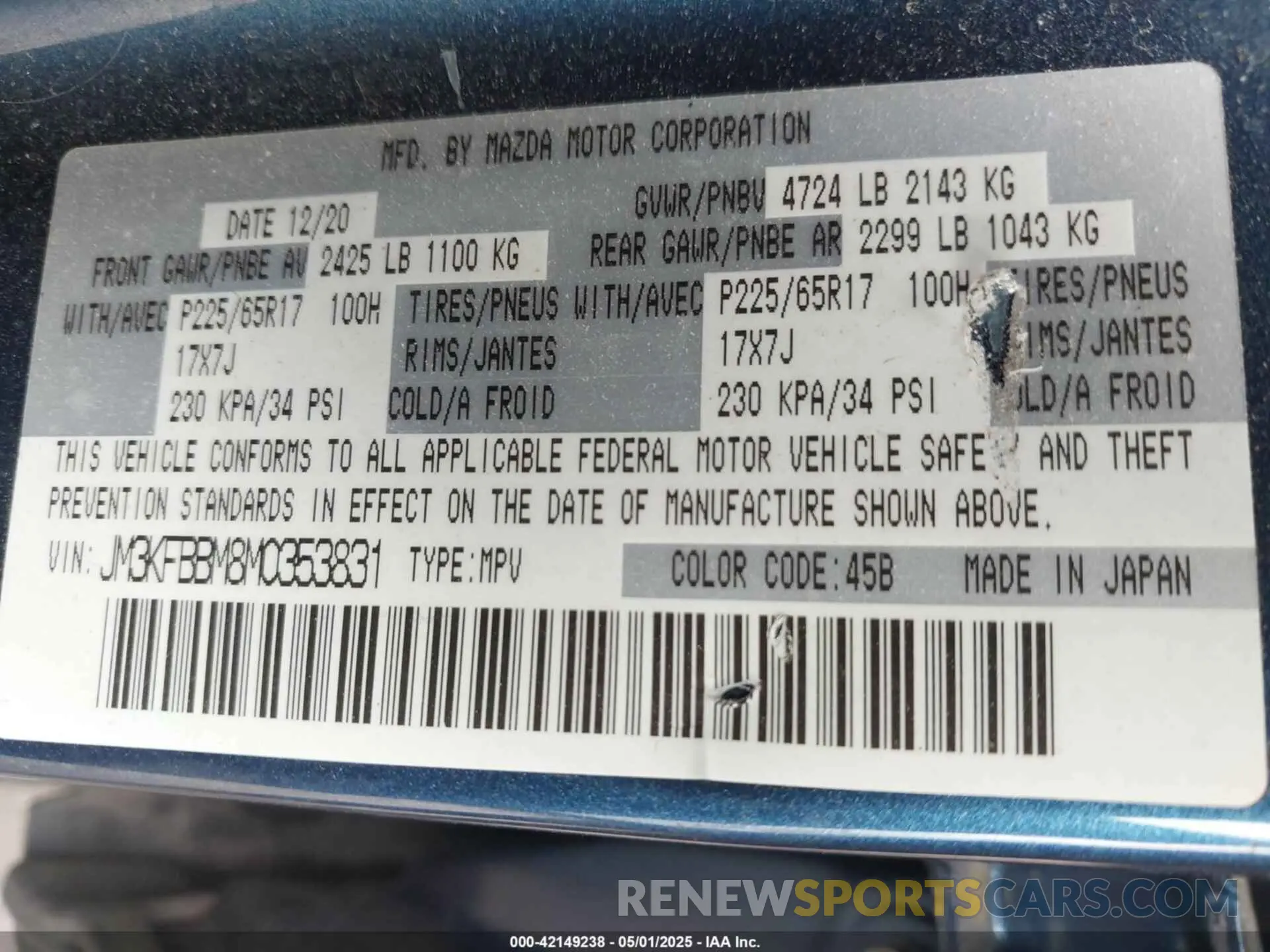 9 Фотография поврежденного автомобиля JM3KFBBM8M0353831 MAZDA CX-5 2021