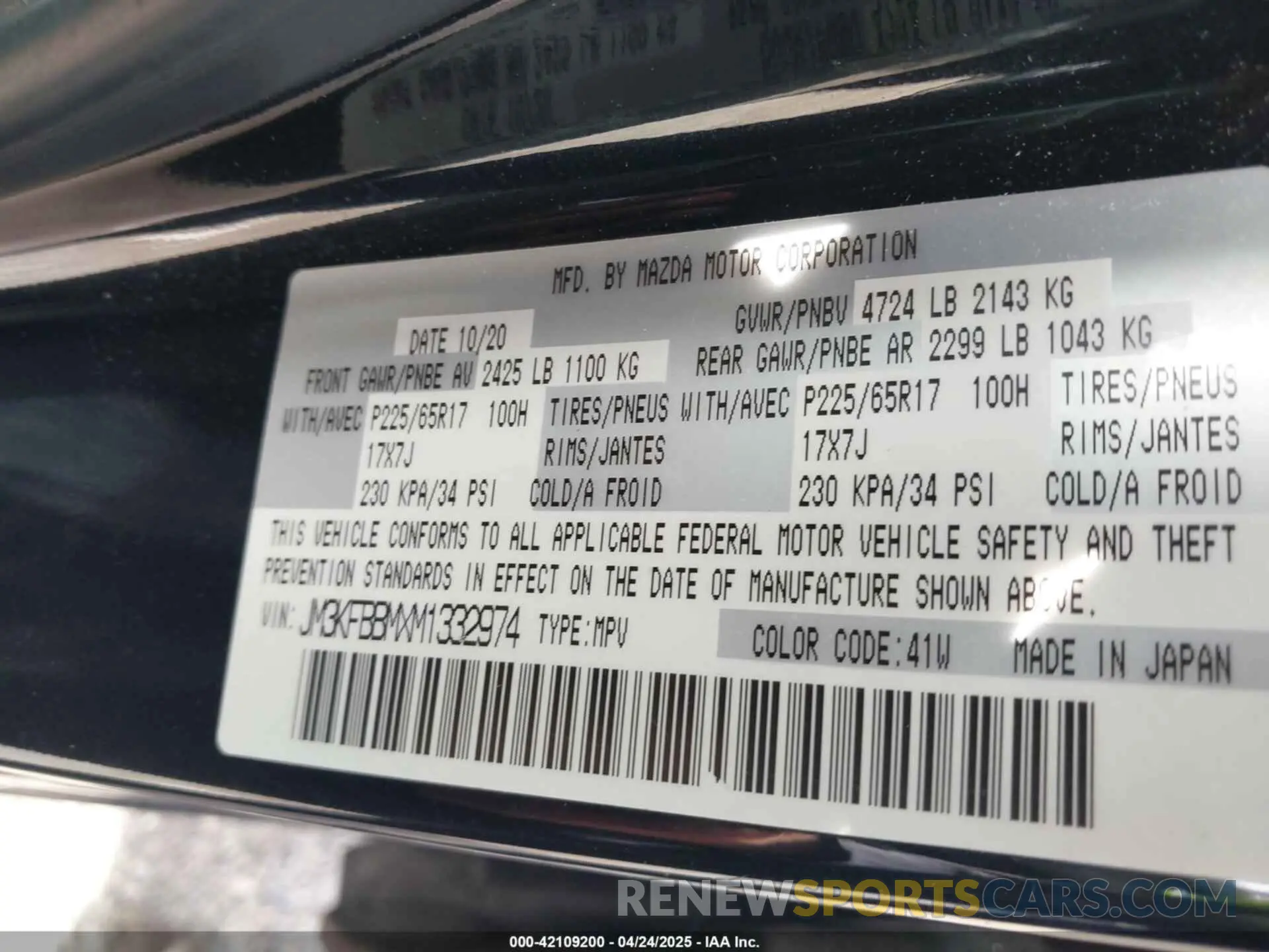 9 Фотография поврежденного автомобиля JM3KFBBMXM1332974 MAZDA CX-5 2021