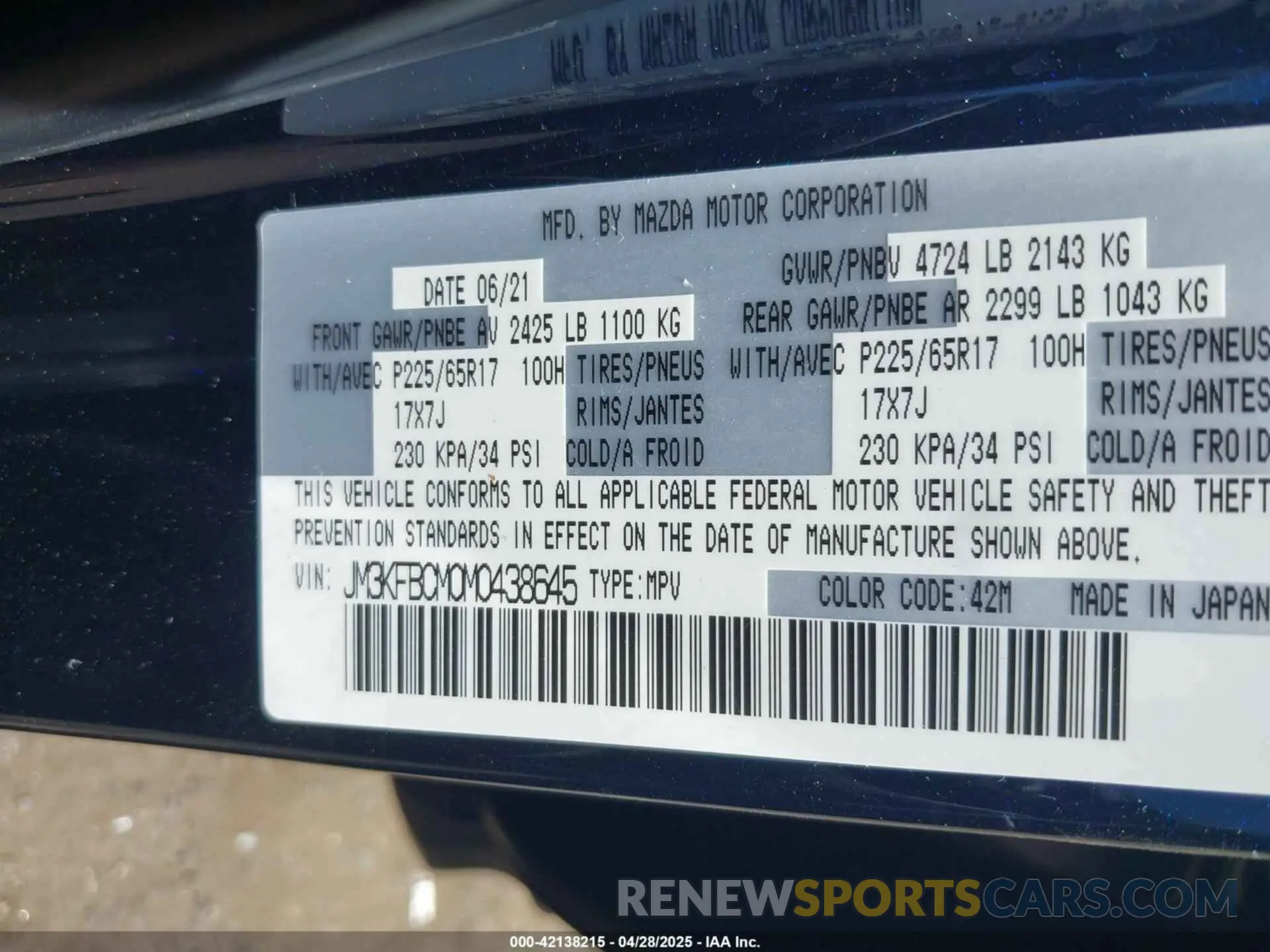 9 Фотография поврежденного автомобиля JM3KFBCM0M0438645 MAZDA CX-5 2021