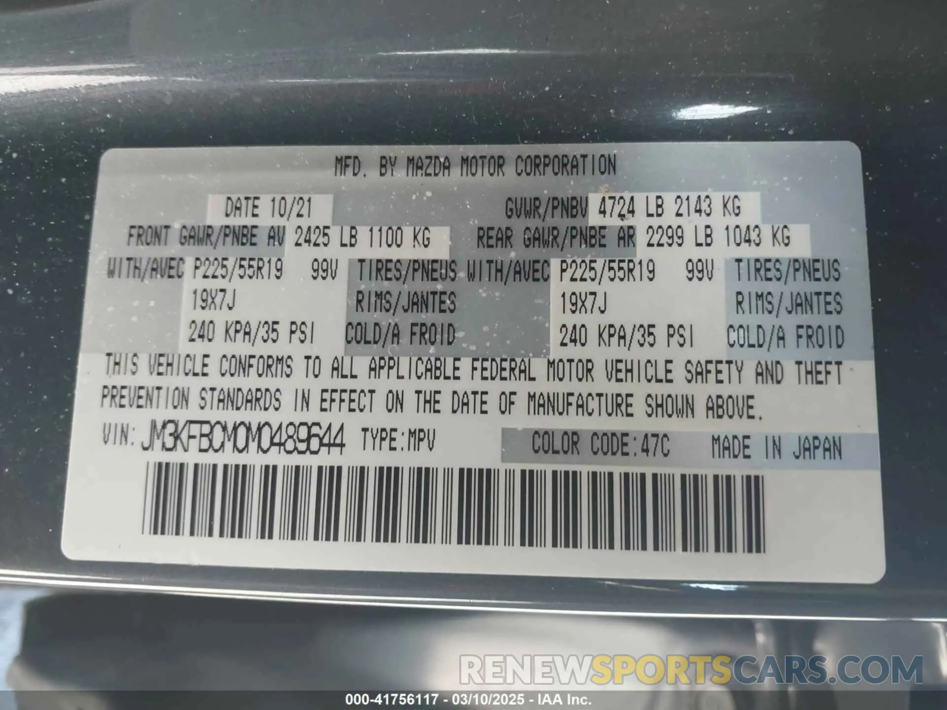 9 Фотография поврежденного автомобиля JM3KFBCM0M0489644 MAZDA CX-5 2021