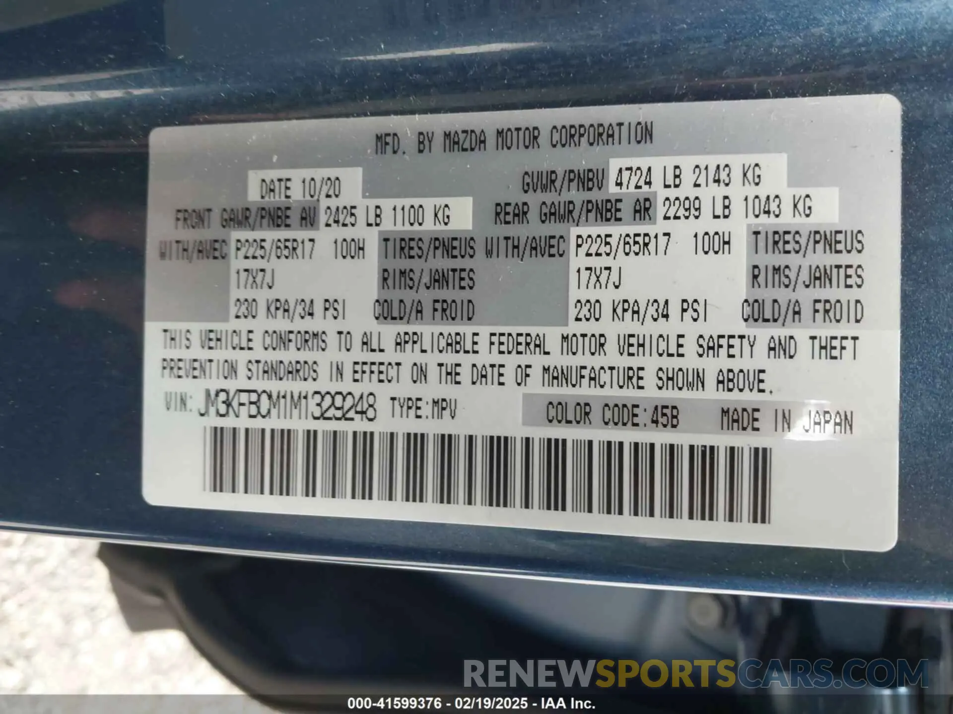 9 Фотография поврежденного автомобиля JM3KFBCM1M1329248 MAZDA CX-5 2021