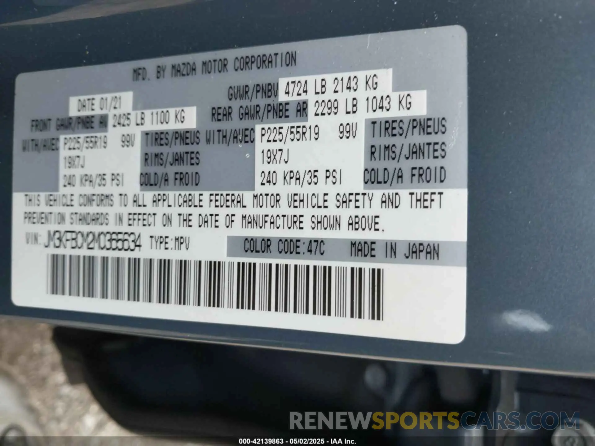 9 Фотография поврежденного автомобиля JM3KFBCM2M0365634 MAZDA CX-5 2021
