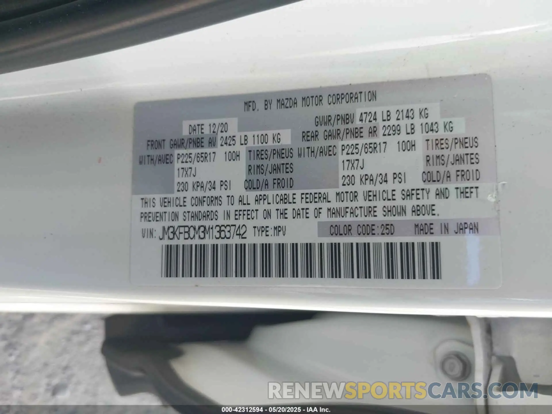 9 Photograph of a damaged car JM3KFBCM3M1363742 MAZDA CX-5 2021