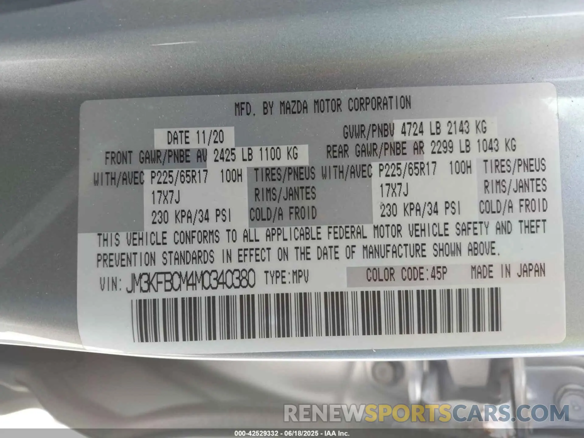 9 Фотография поврежденного автомобиля JM3KFBCM4M0340380 MAZDA CX-5 2021