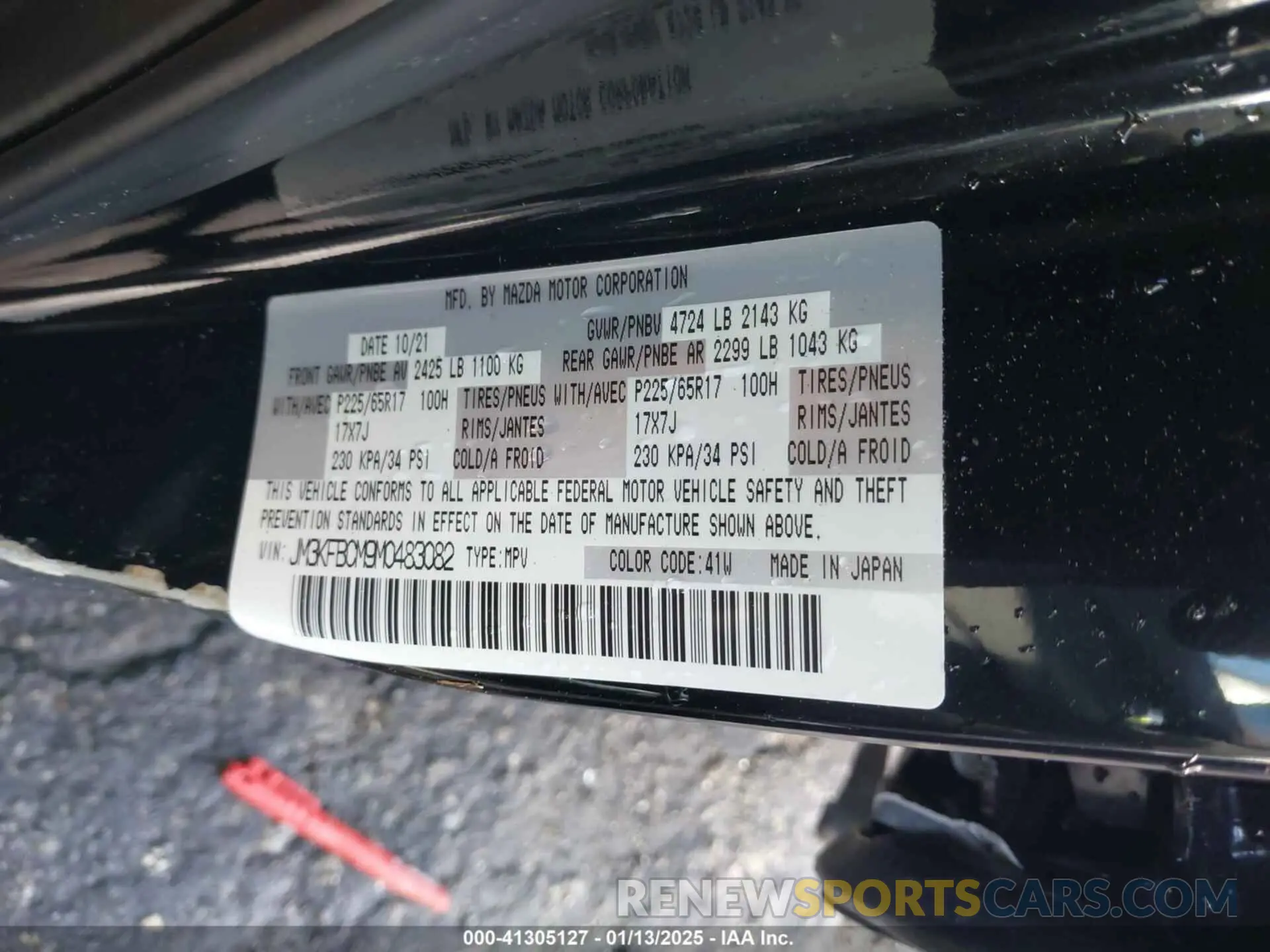 9 Photograph of a damaged car JM3KFBCM9M0483082 MAZDA CX-5 2021