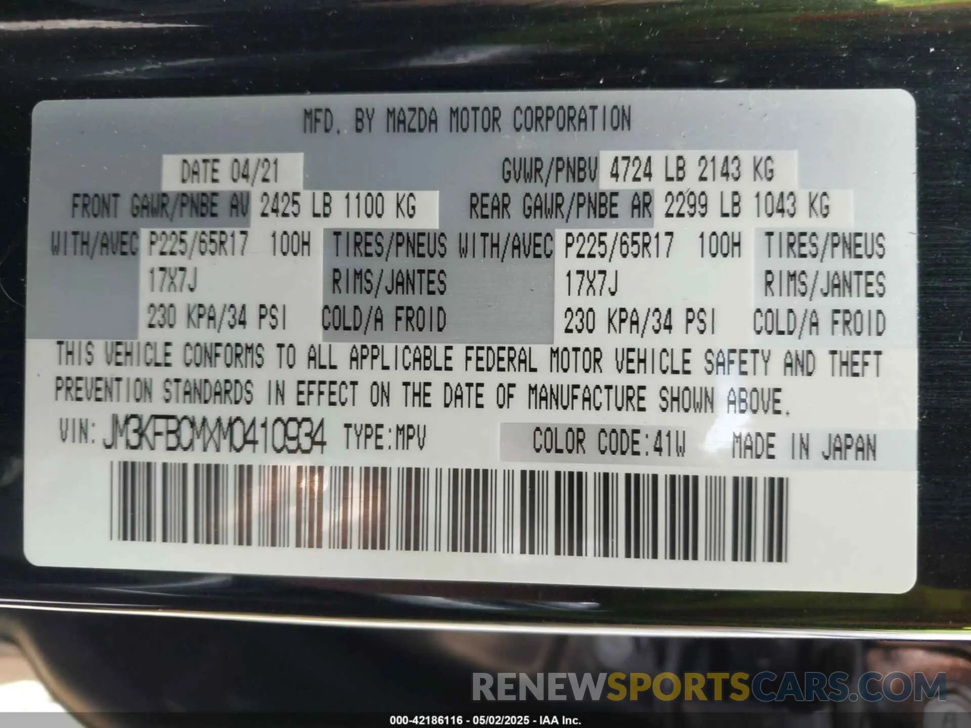 9 Фотография поврежденного автомобиля JM3KFBCMXM0410934 MAZDA CX-5 2021