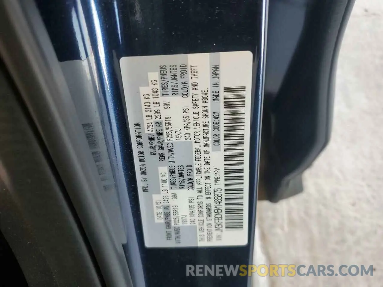 13 Photograph of a damaged car JM3KFBDM5M1486876 MAZDA CX-5 2021
