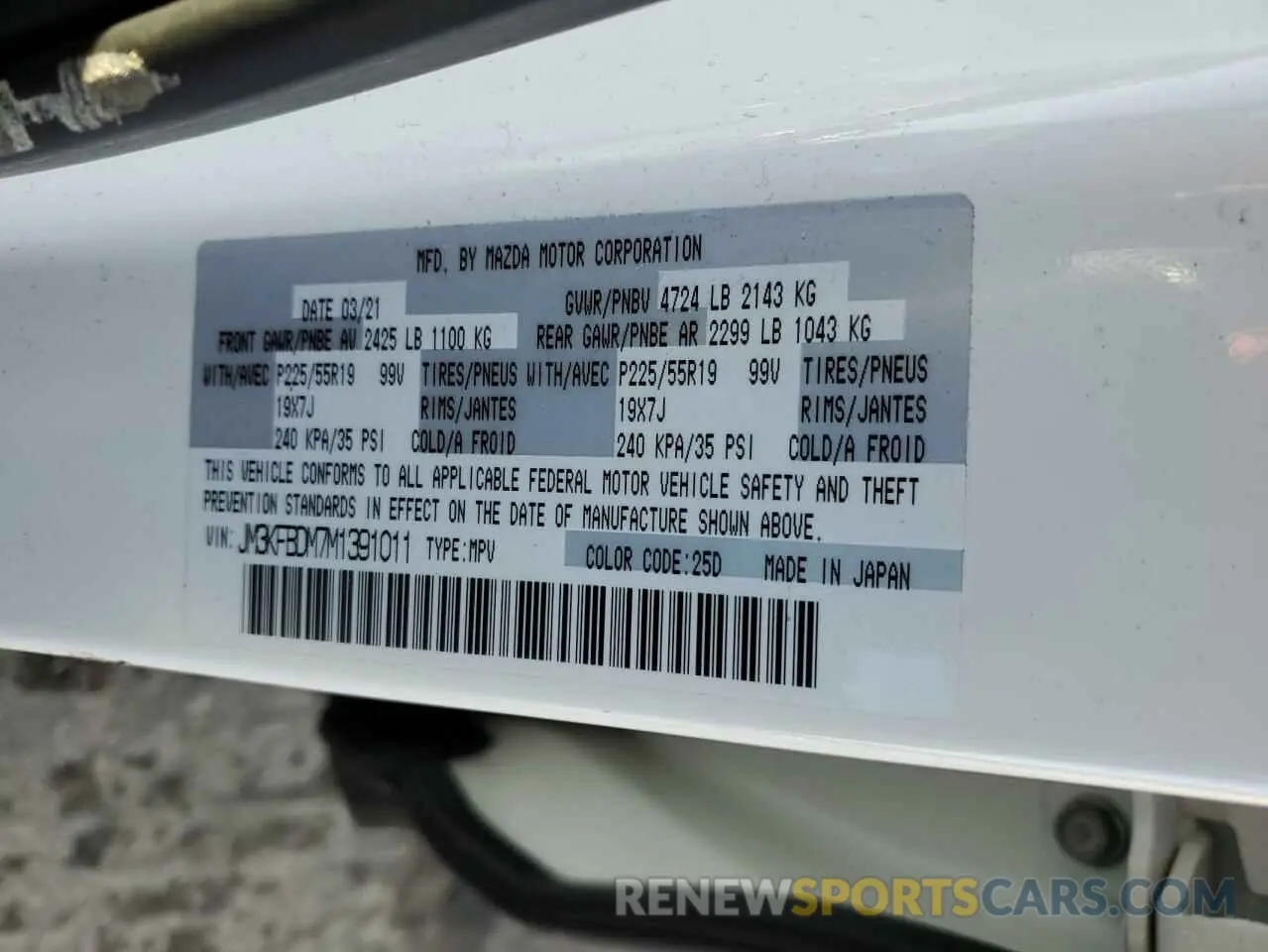 12 Photograph of a damaged car JM3KFBDM7M1391011 MAZDA CX-5 2021