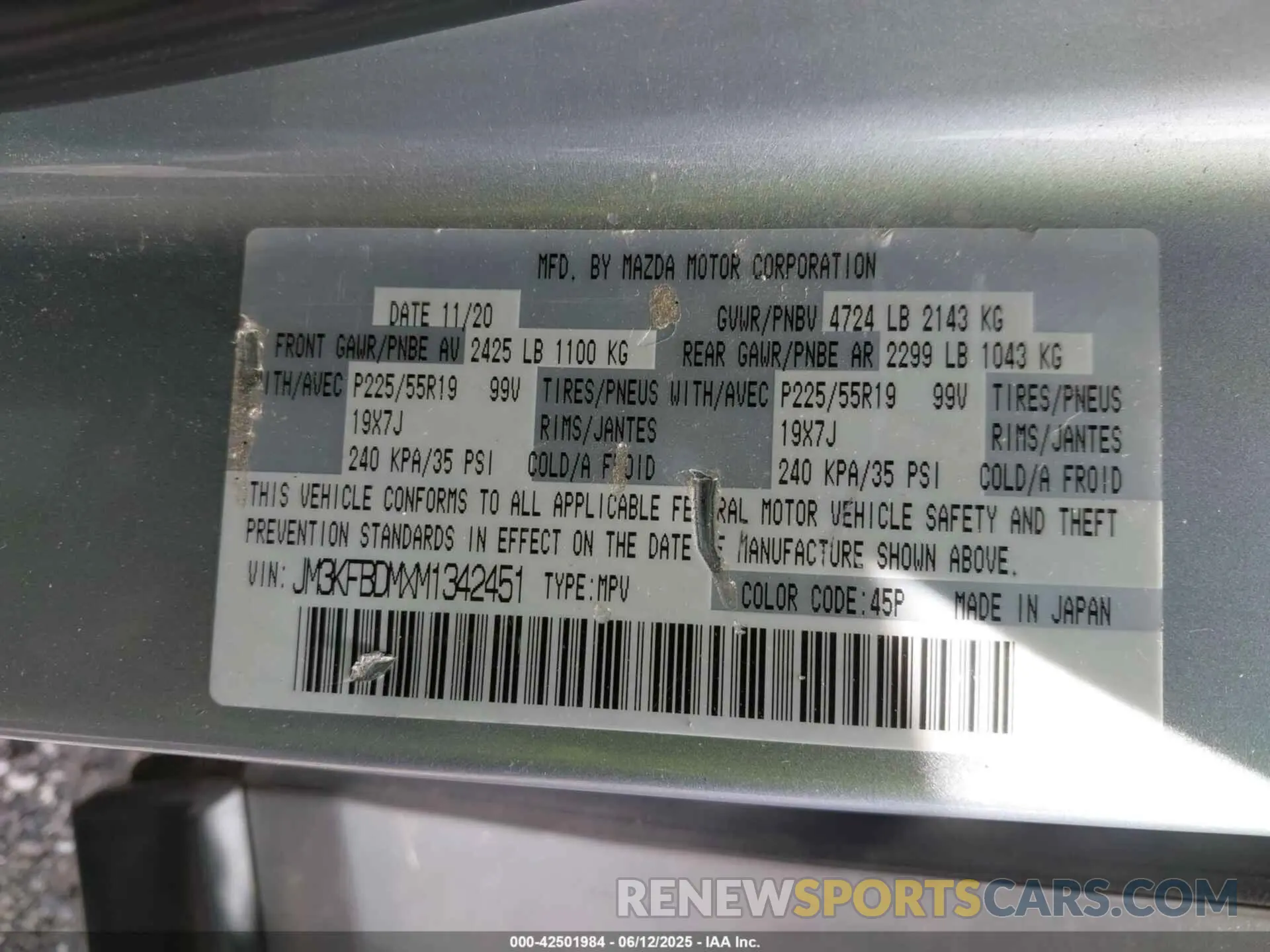 9 Фотография поврежденного автомобиля JM3KFBDMXM1342451 MAZDA CX-5 2021