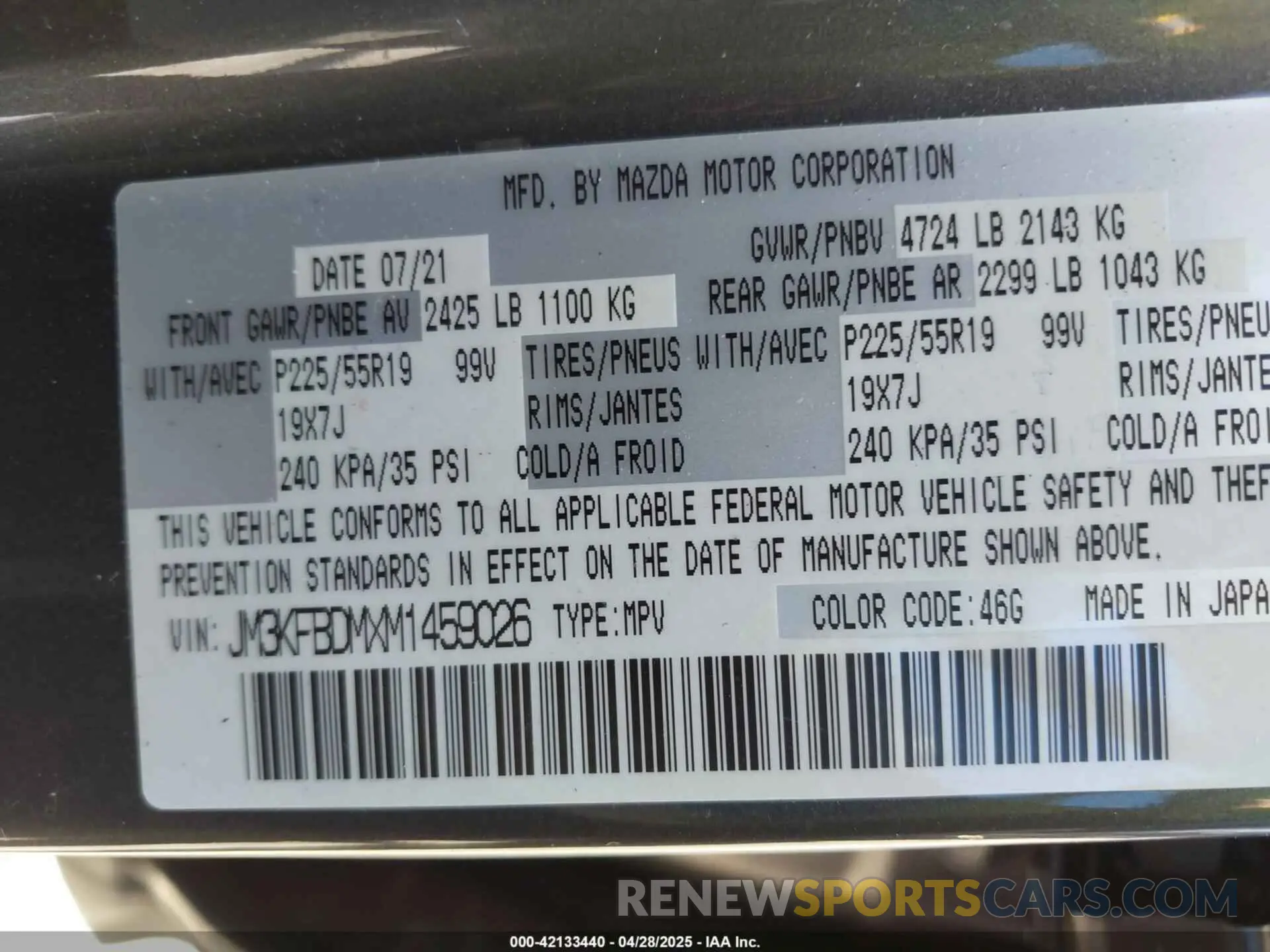 9 Фотография поврежденного автомобиля JM3KFBDMXM1459026 MAZDA CX-5 2021